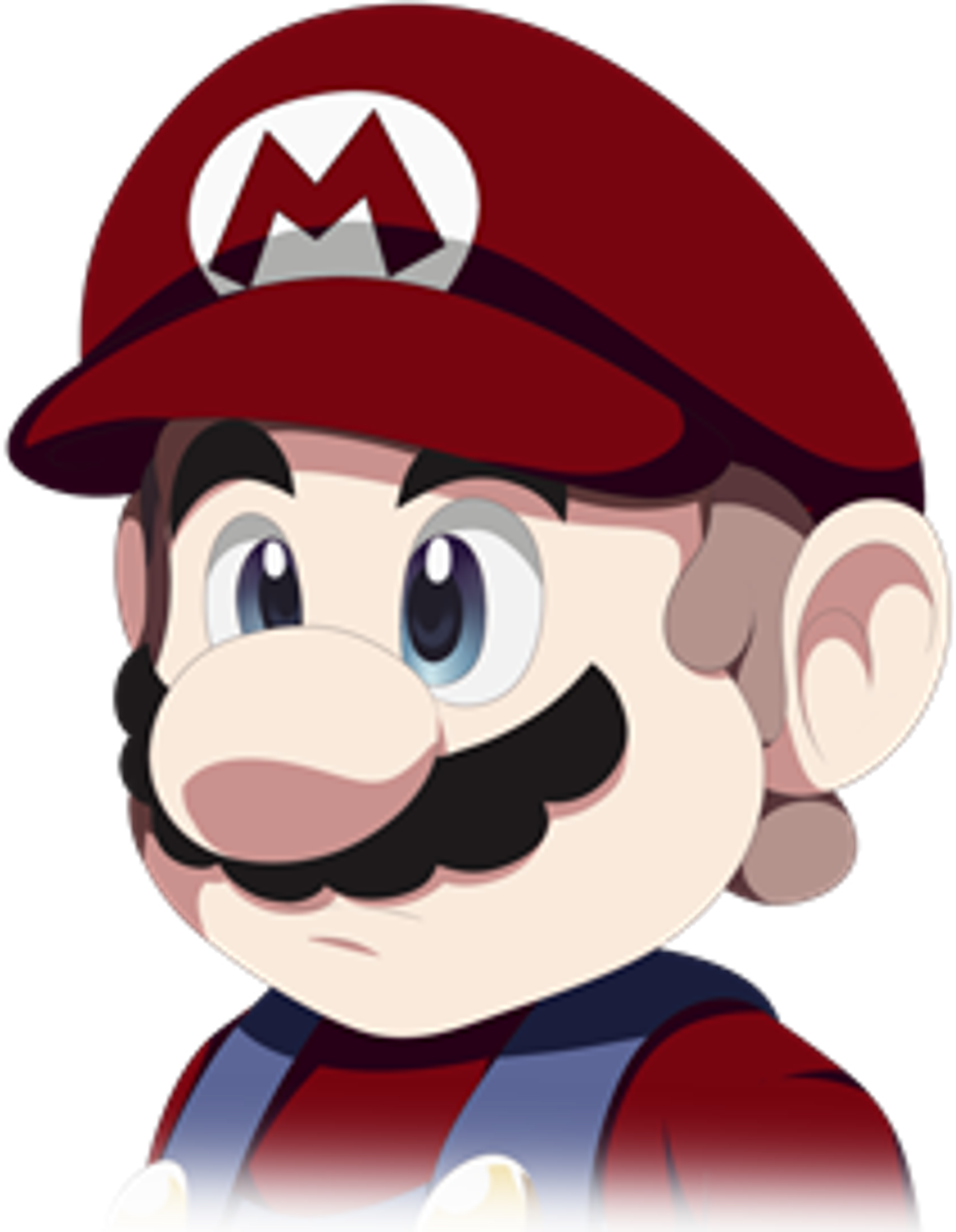 An animated character with a large head, mustache, and red cap