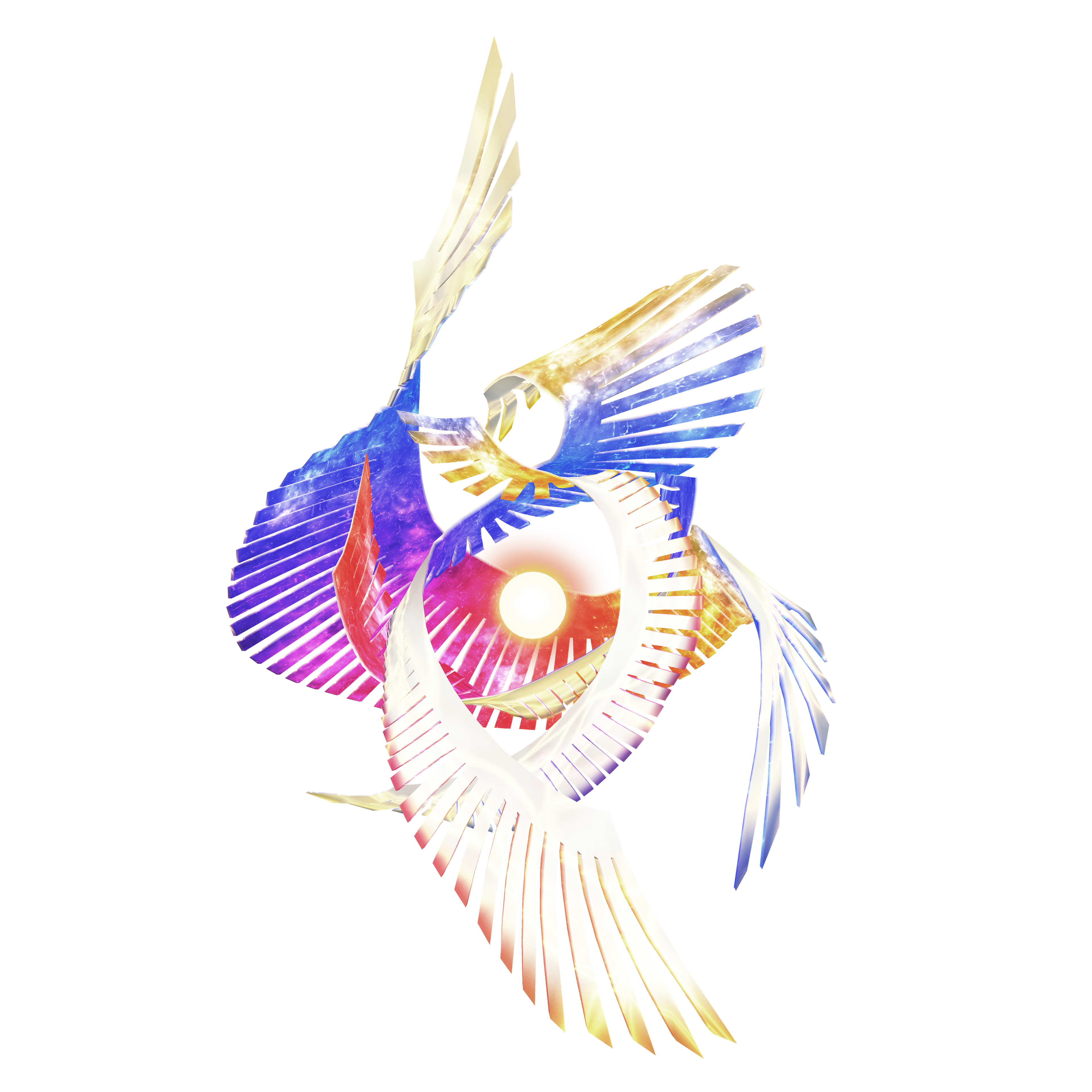 A divine, cosmic entity known as Galeem, the Lord of Light, with a radiant core of light and geometric wings in various colors.