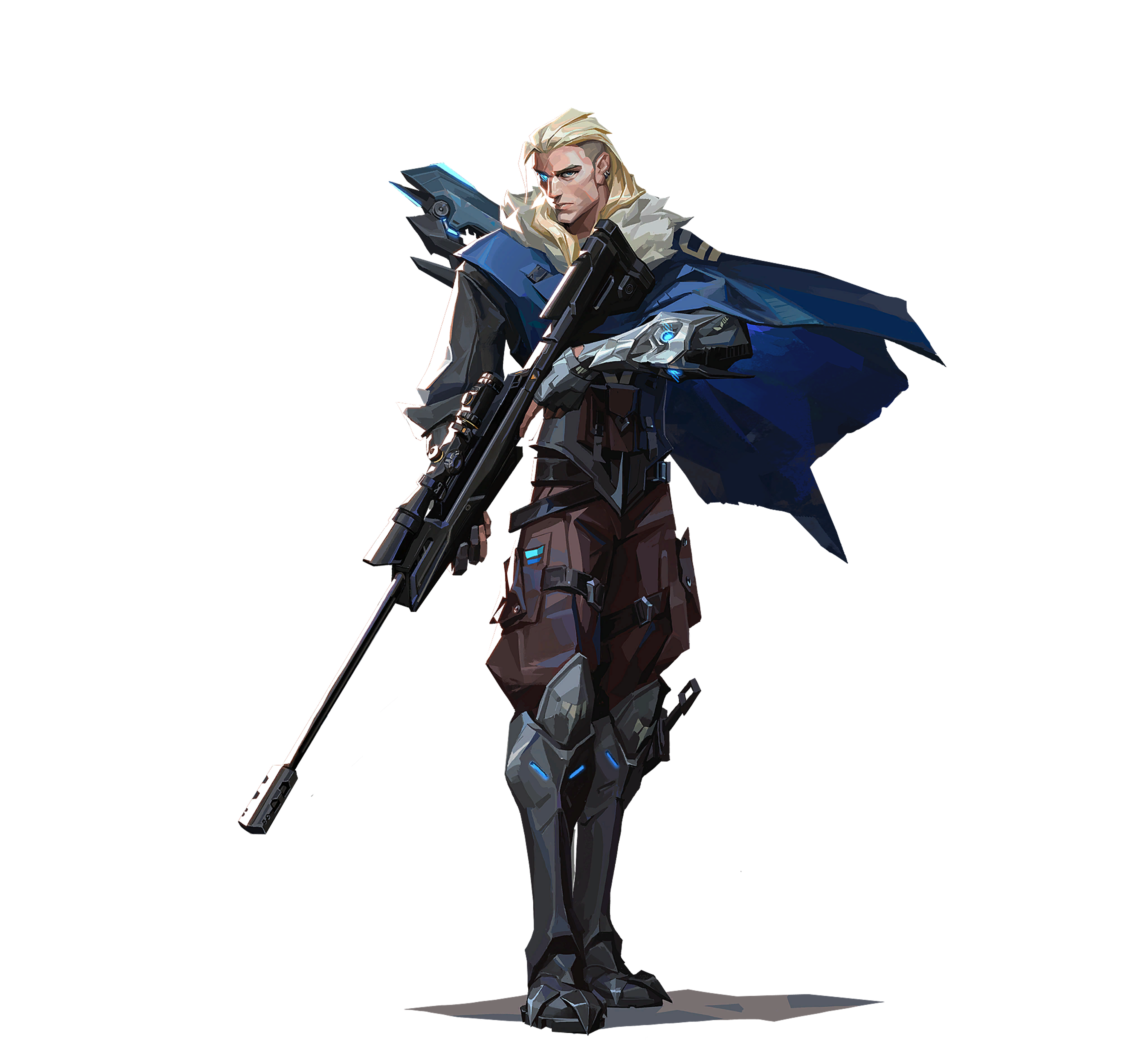 A male character with a mechanical eye holding a bow in a combat-ready stance