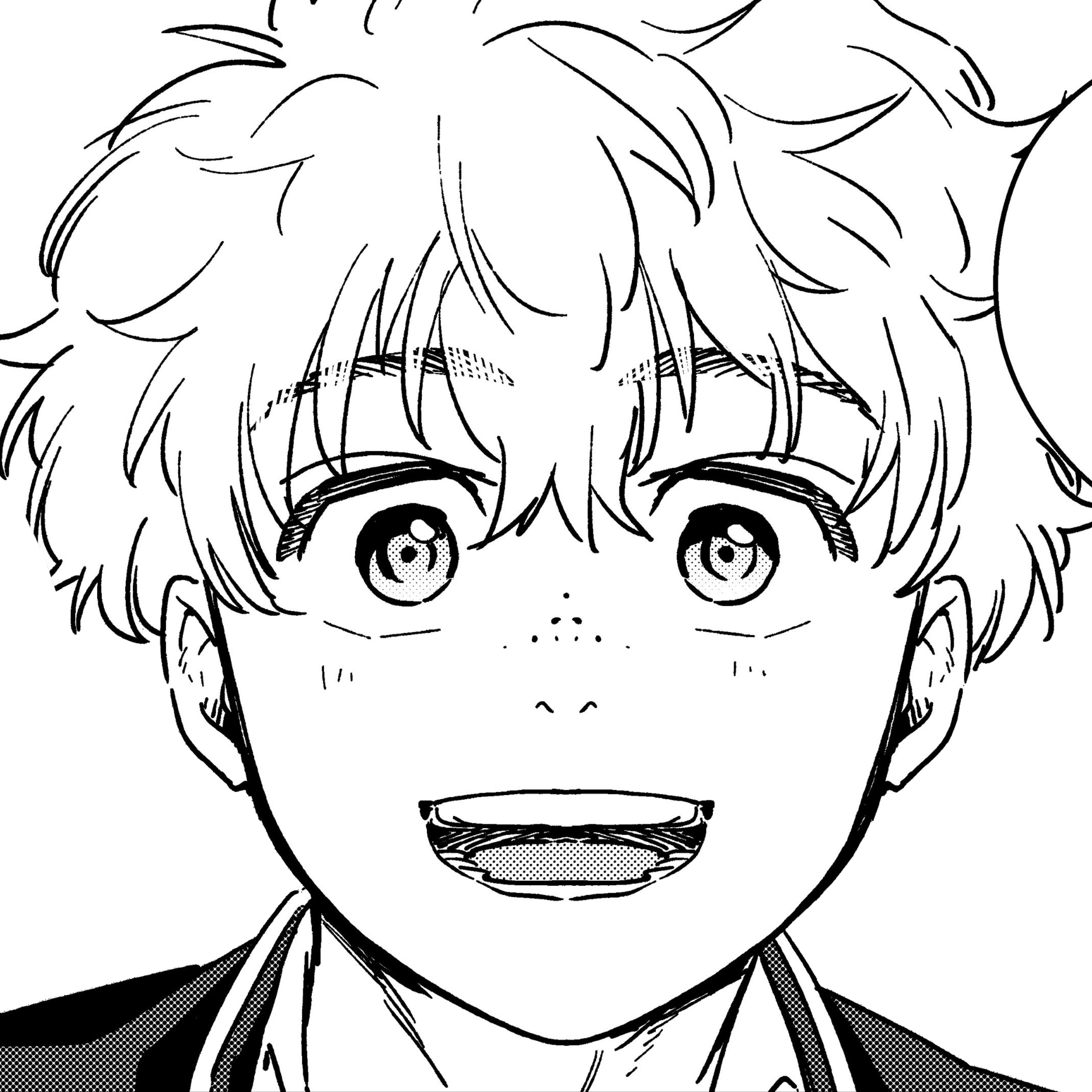 A young man with blond hair and brown eyes wearing a school uniform