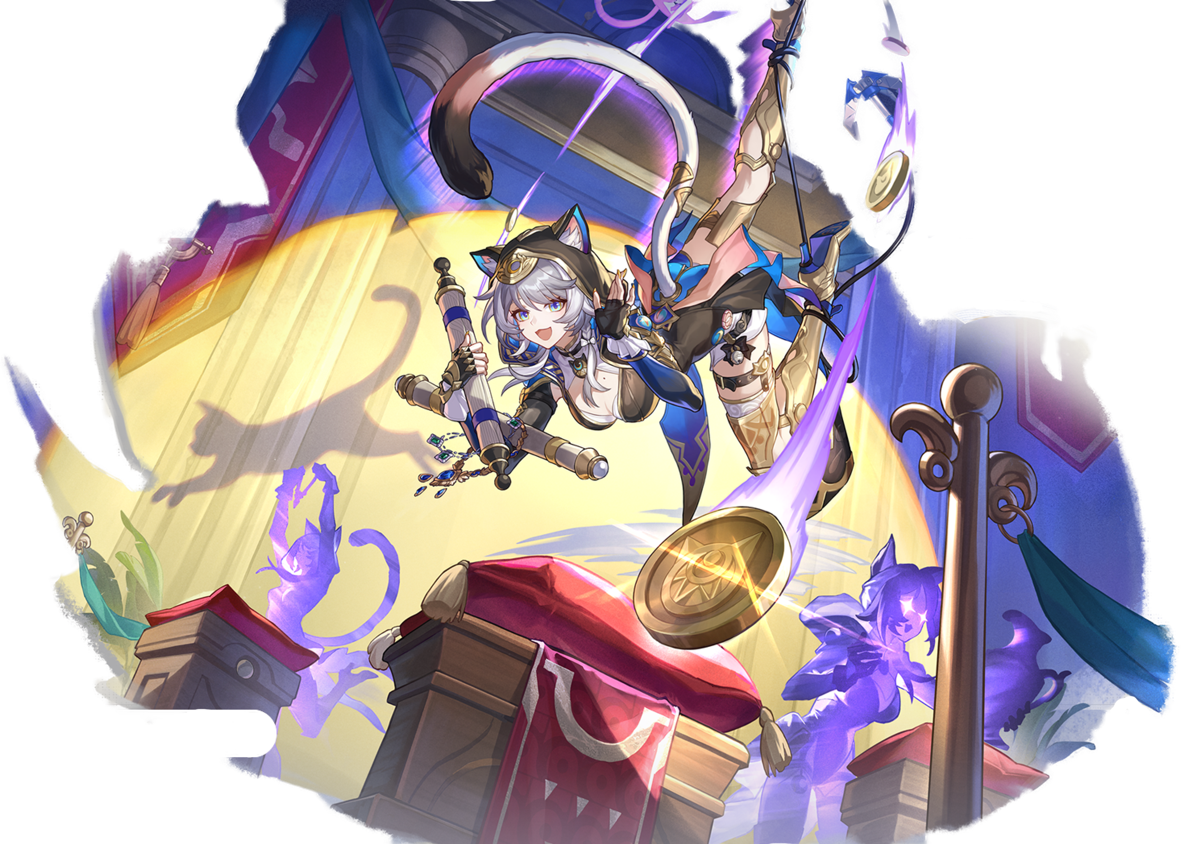 A detailed fantasy character with a mysterious and agile appearance, surrounded by magical effects.