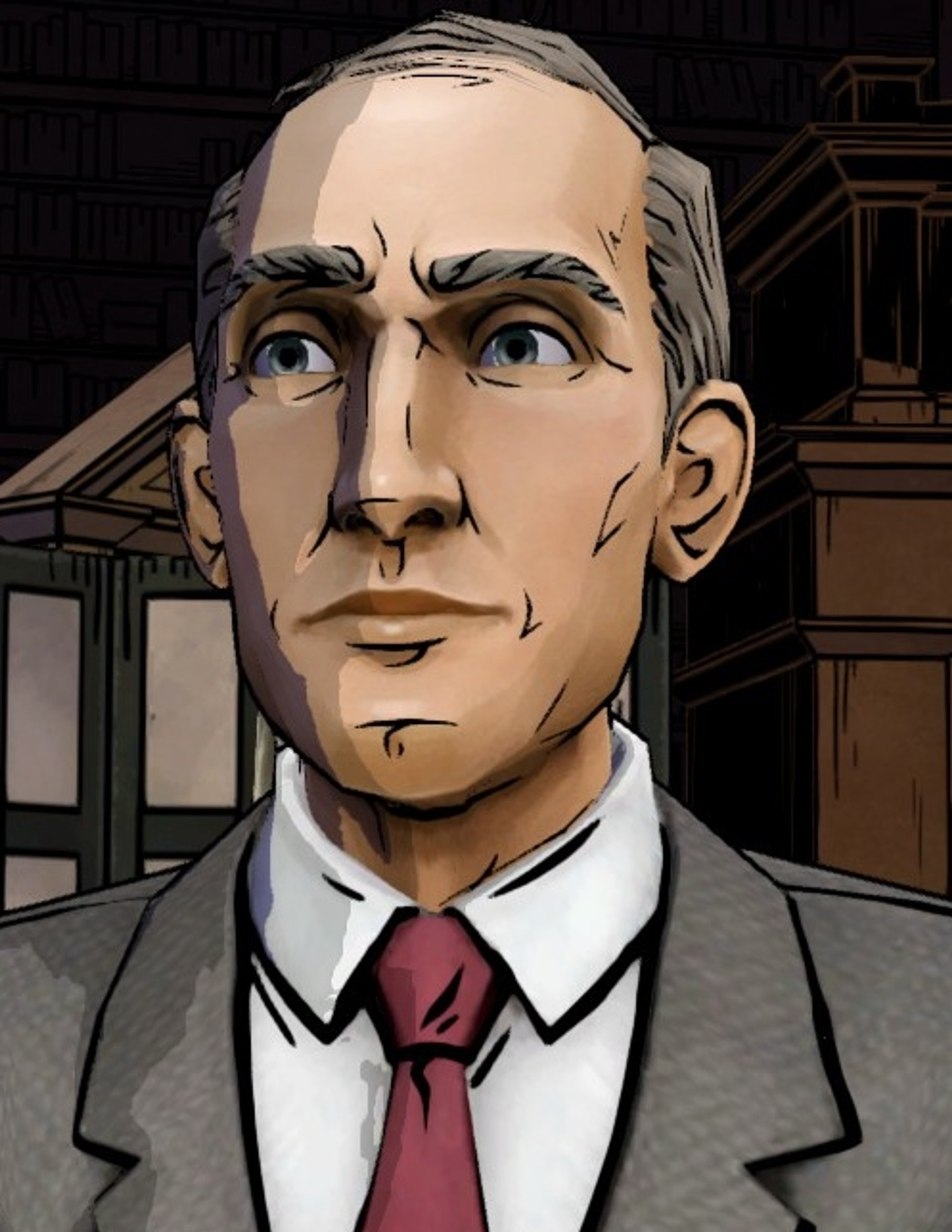 A middle-aged man in a suit and tie, with a serious expression on his face.