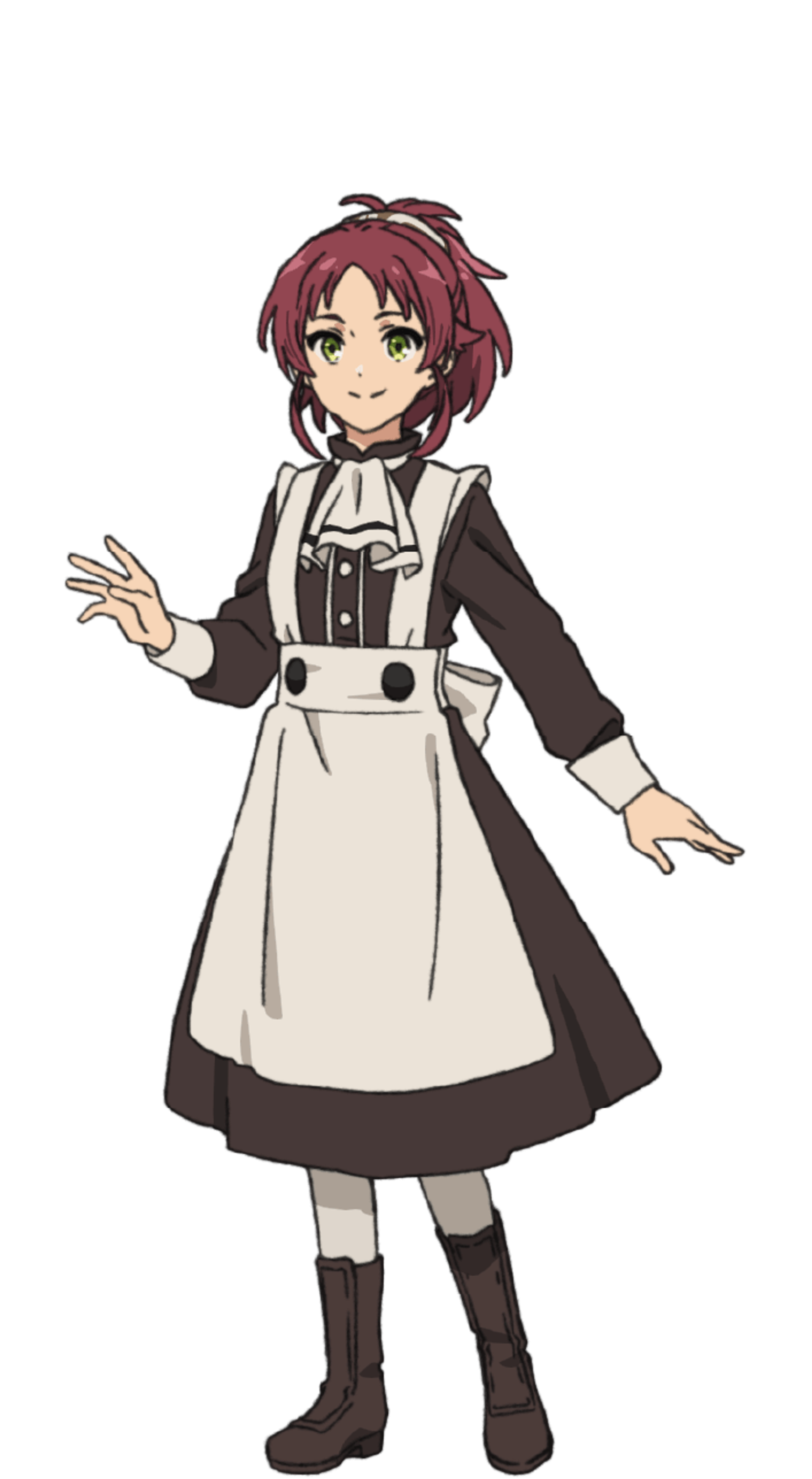 An anime-style character in a maid outfit with a friendly expression