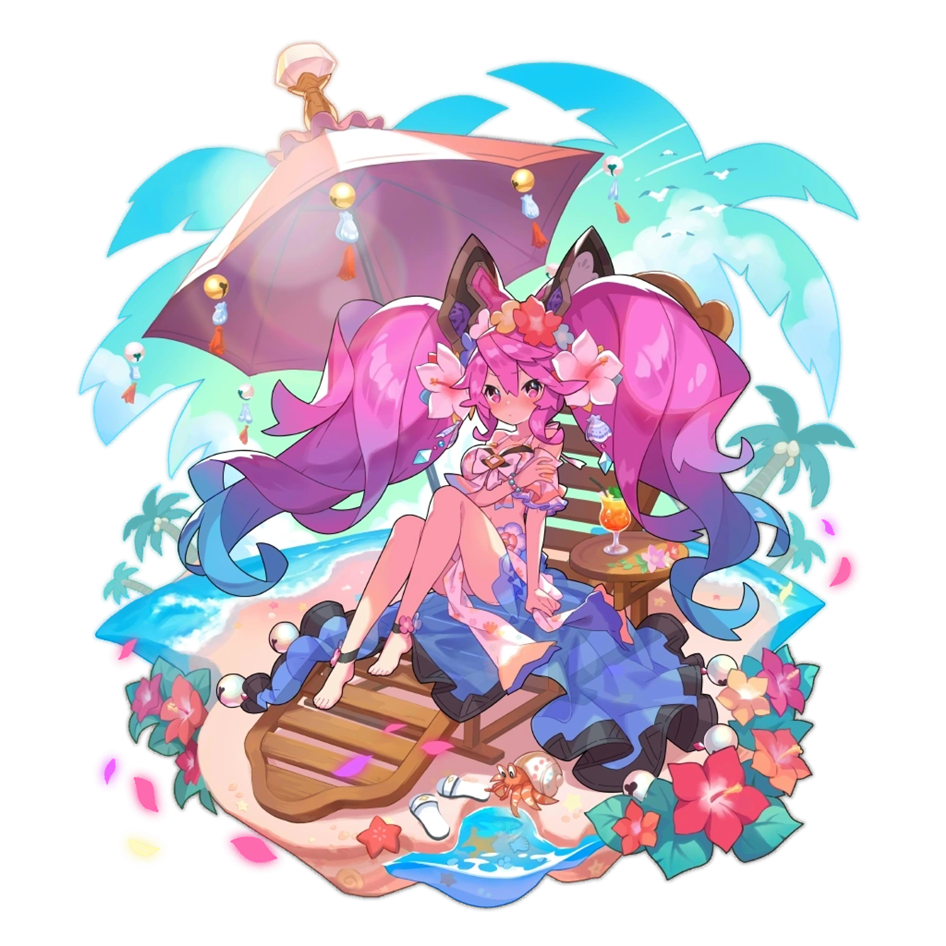 Summer Beach Character with Parasol