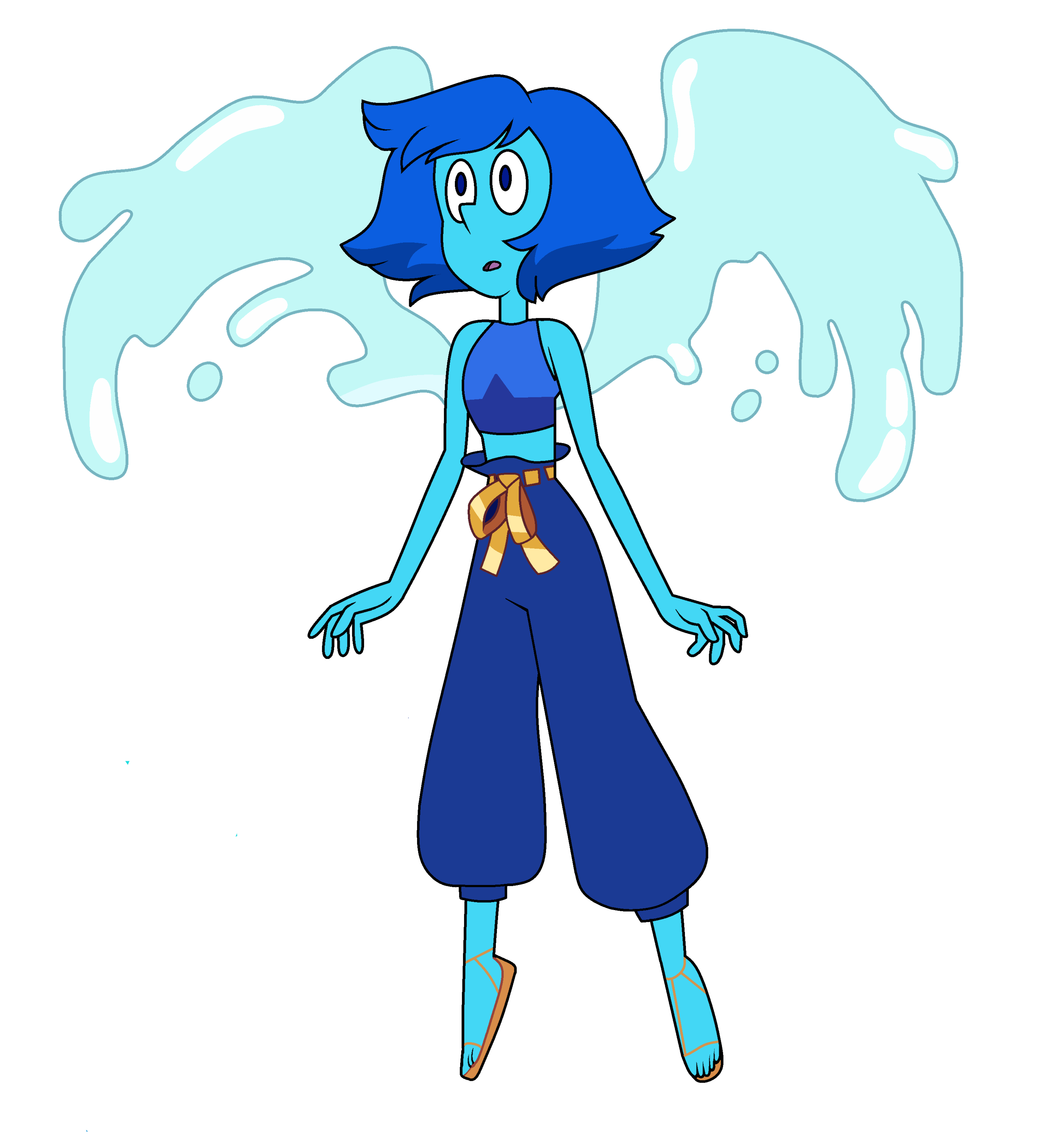 A blue humanoid character with water-like wings