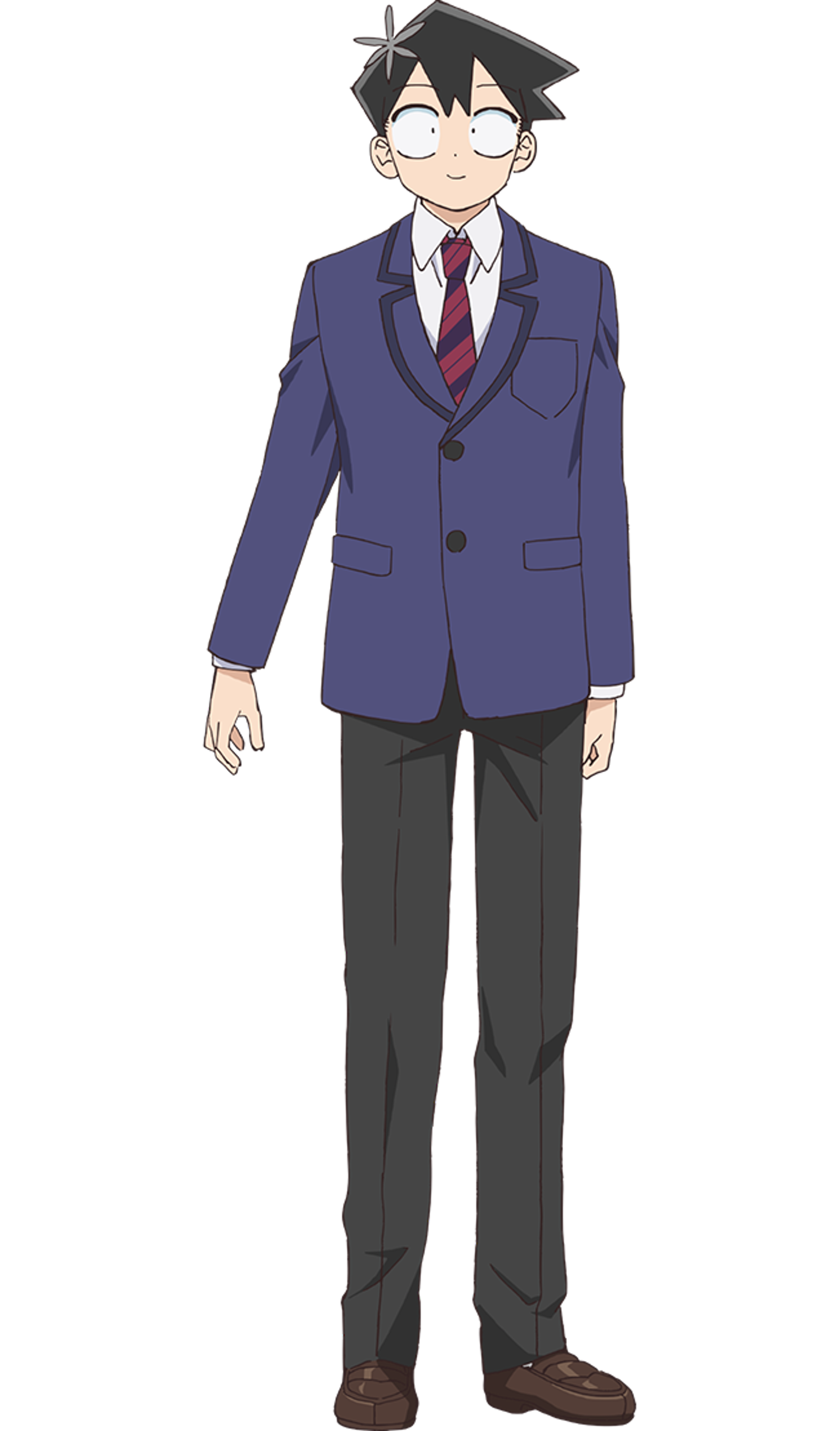 An anime-style character in a school uniform with a friendly expression