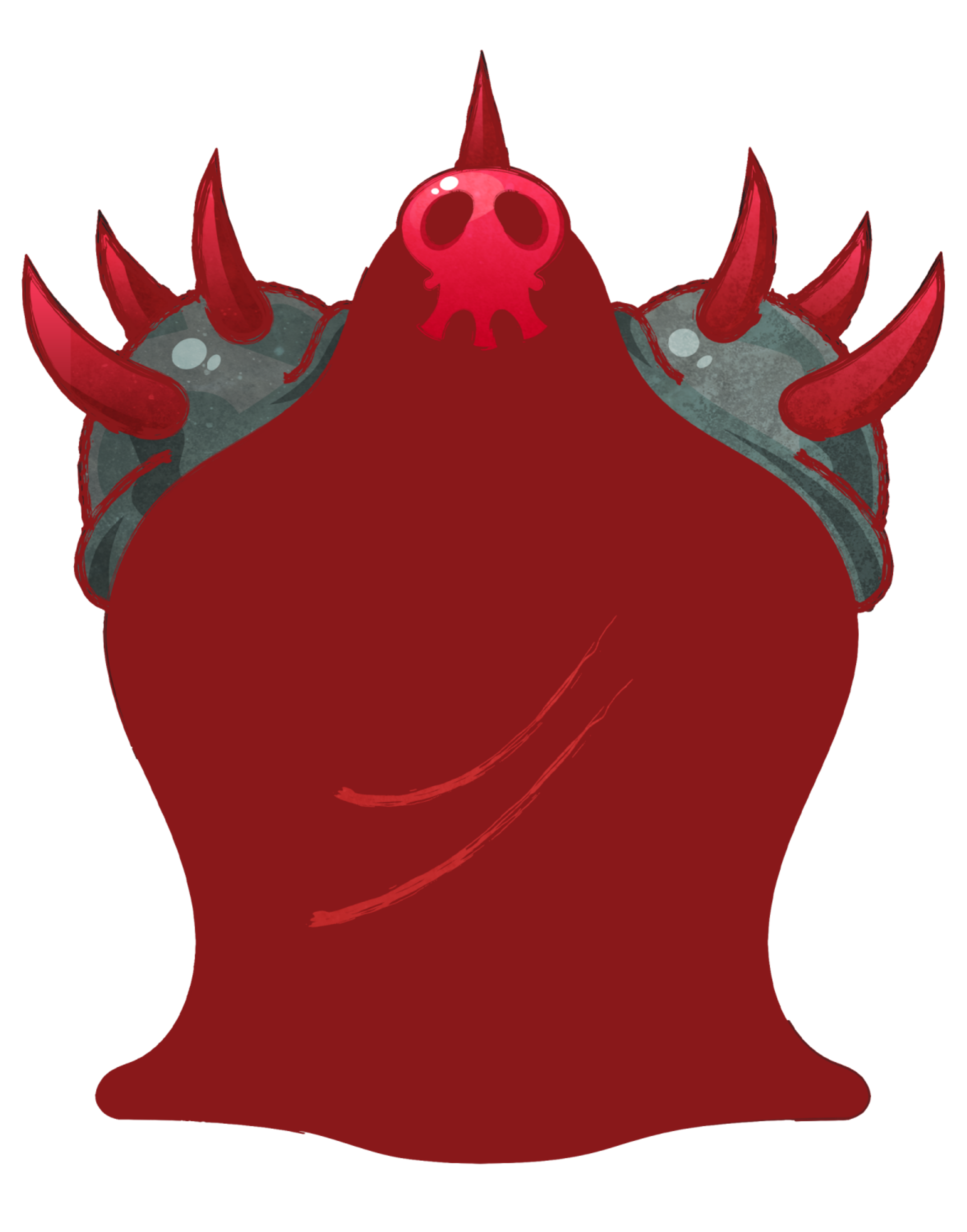 A large, red, masked and caped creature with sharp claws and spikes.