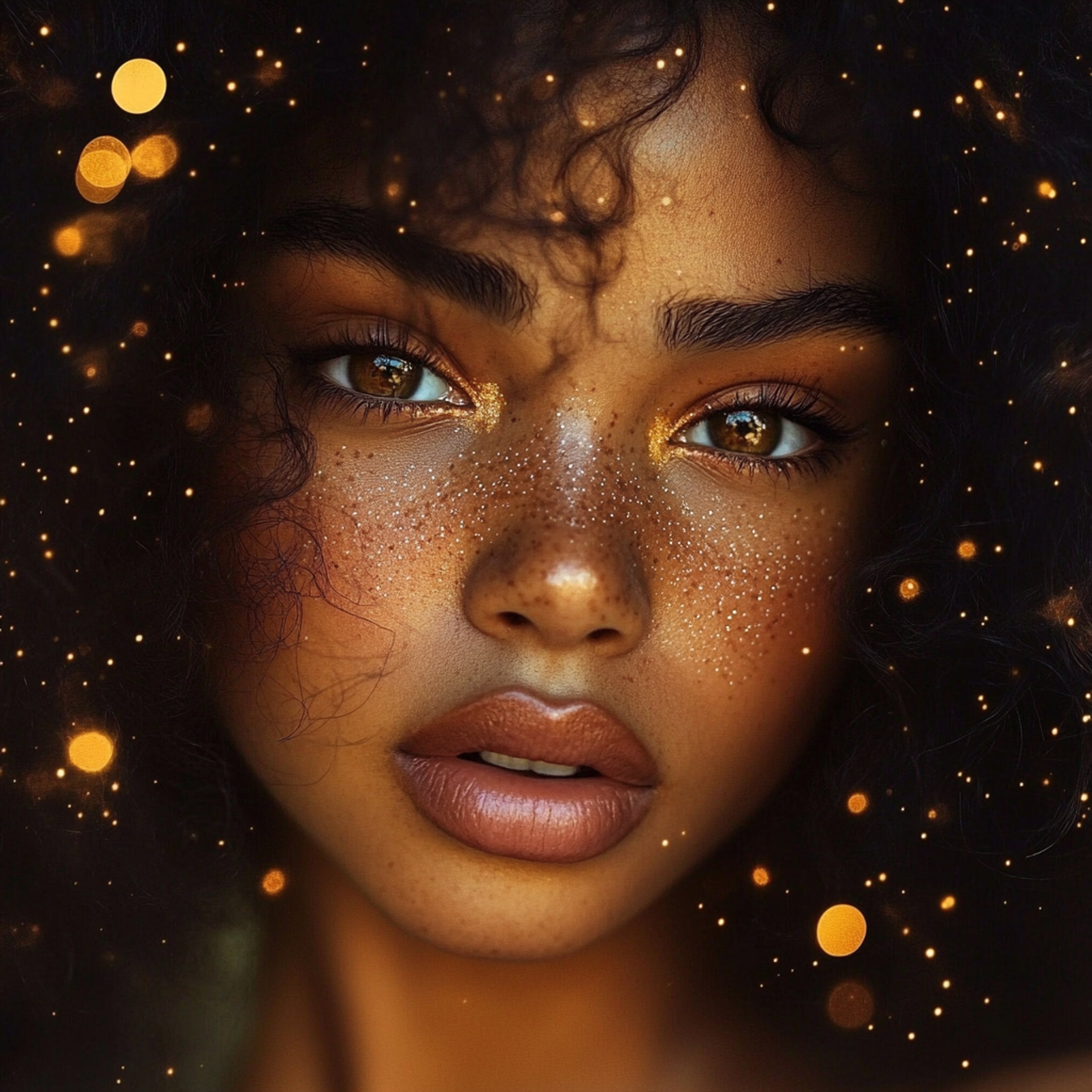 Portrait of a young woman with dark skin and striking eyes