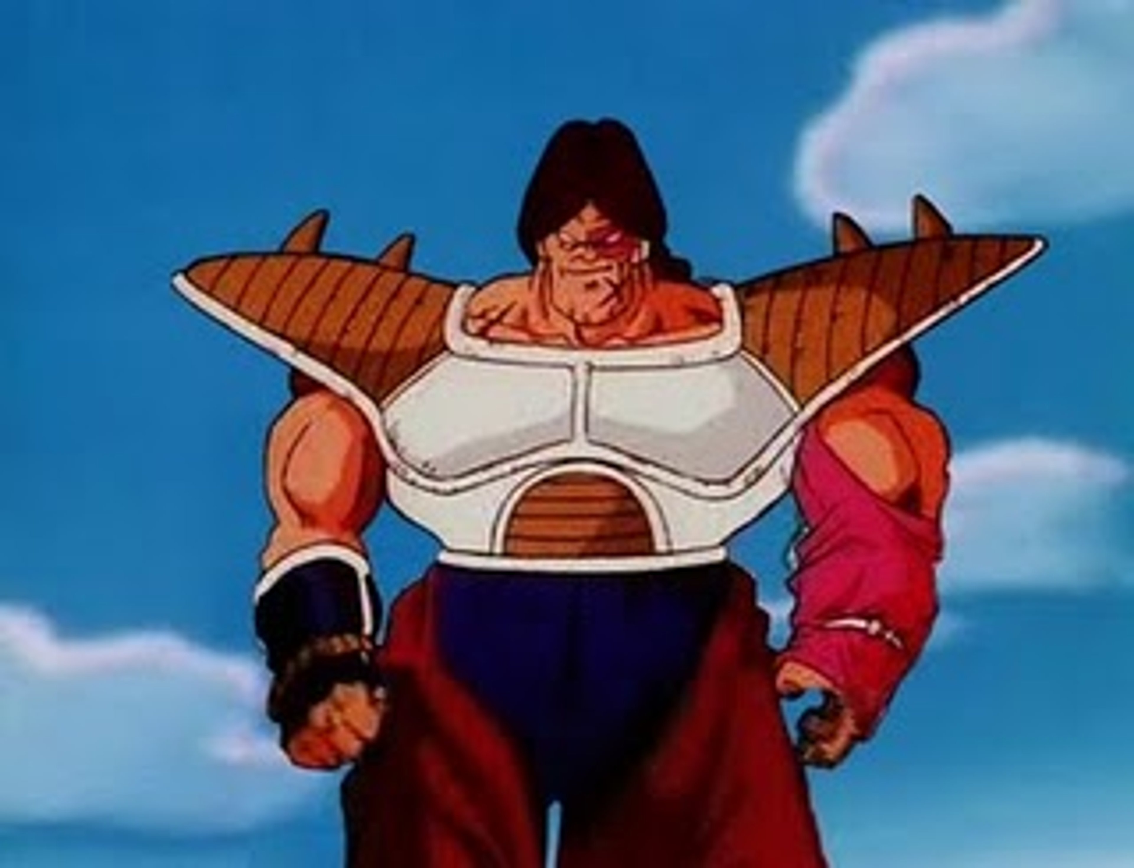 A muscular, alien character with reddish-orange skin and a white mohawk, wearing customized battle armor.