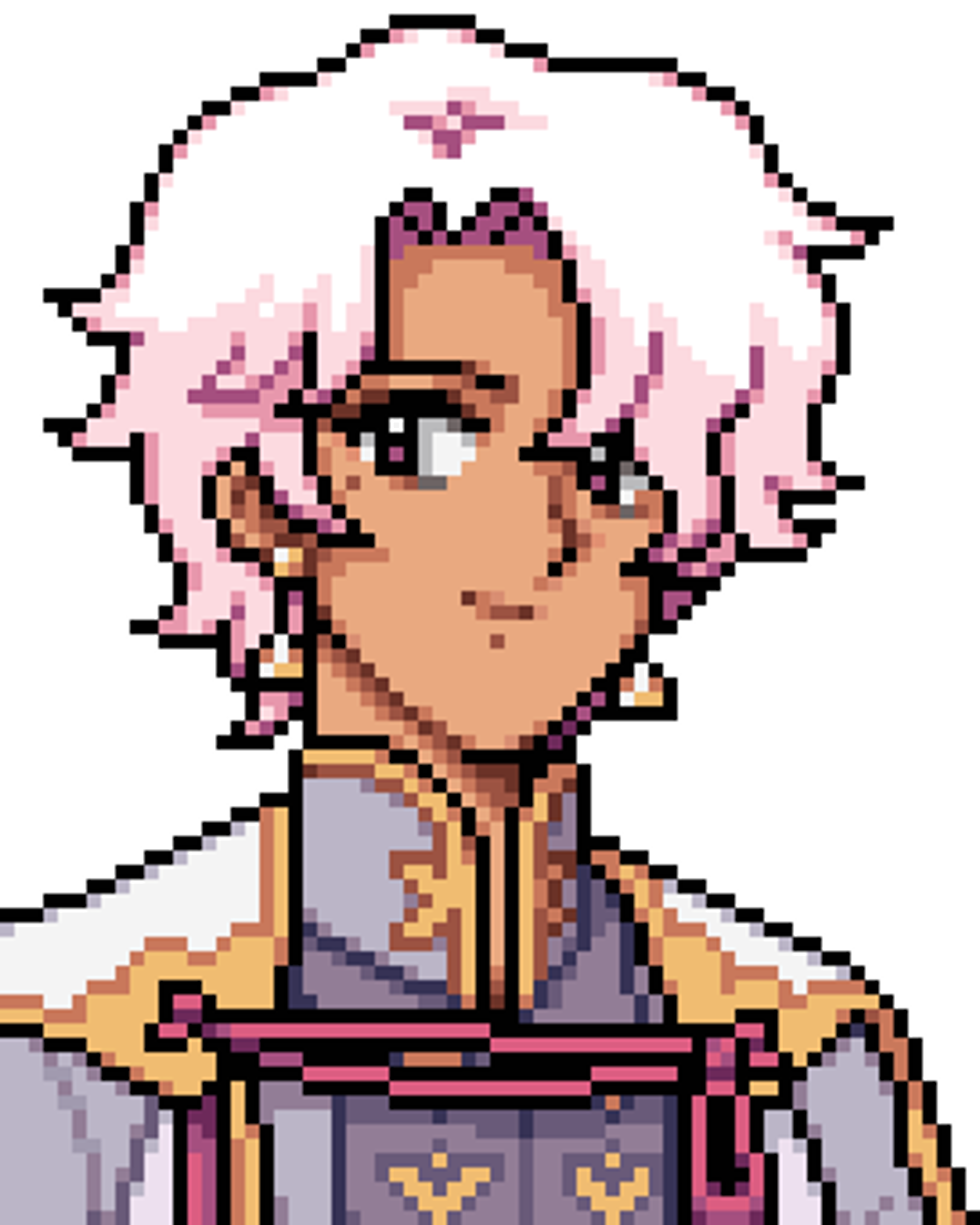 Pink-haired noble archaeologist in fancy clothing