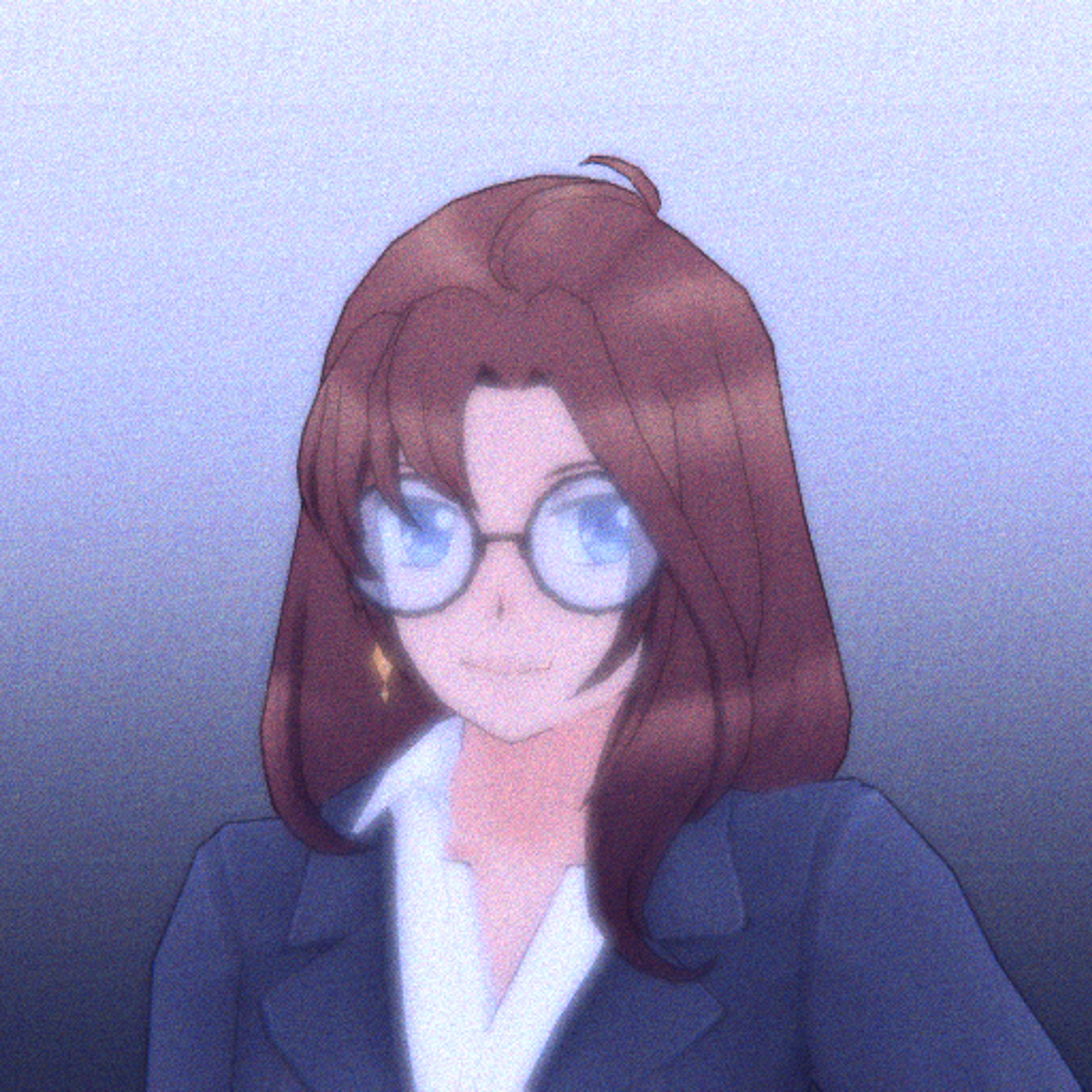 A woman with brown hair and glasses wearing a teacher's uniform