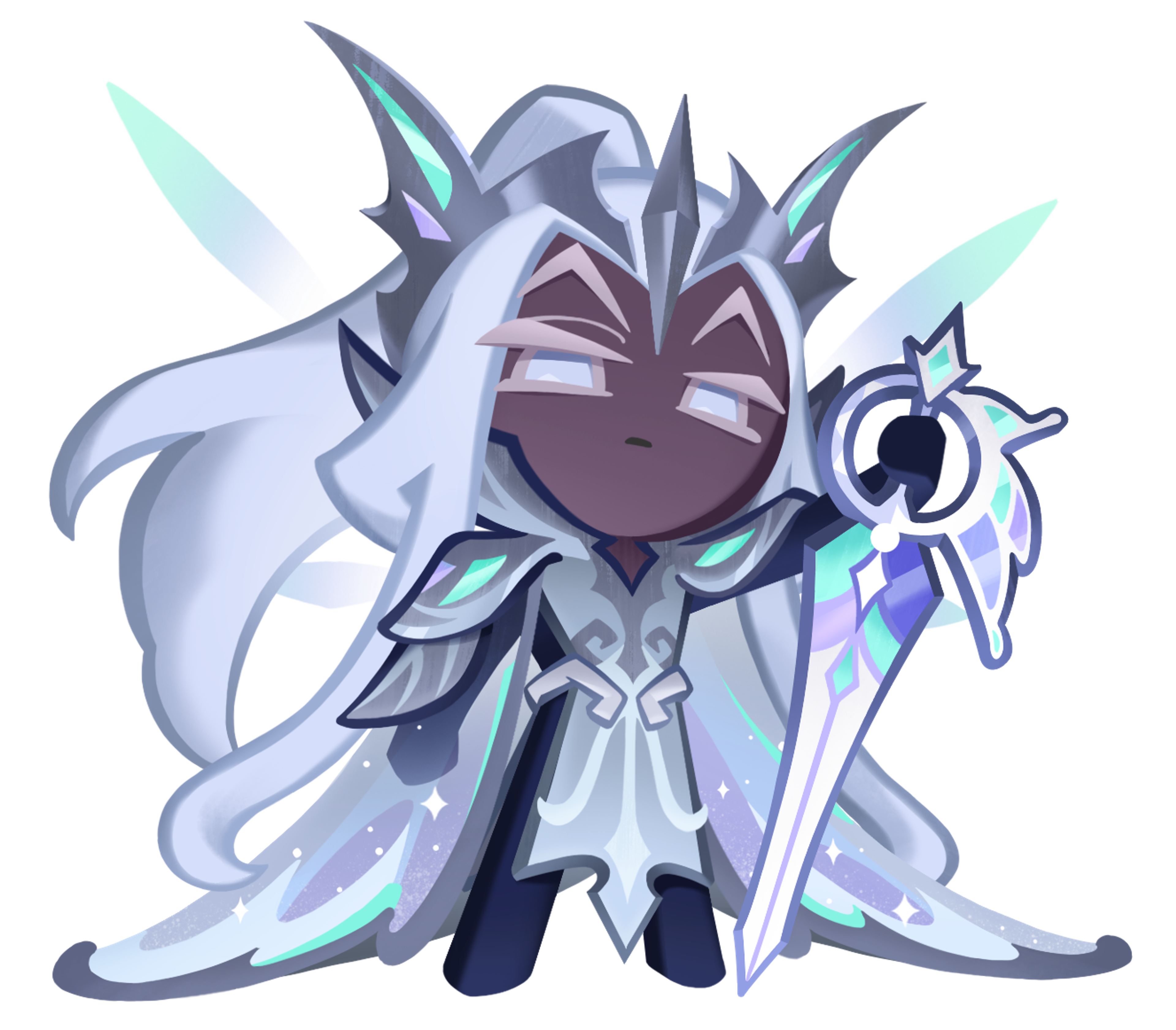 A detailed illustration of an elderly, robed fantasy character holding a glowing staff or scepter.