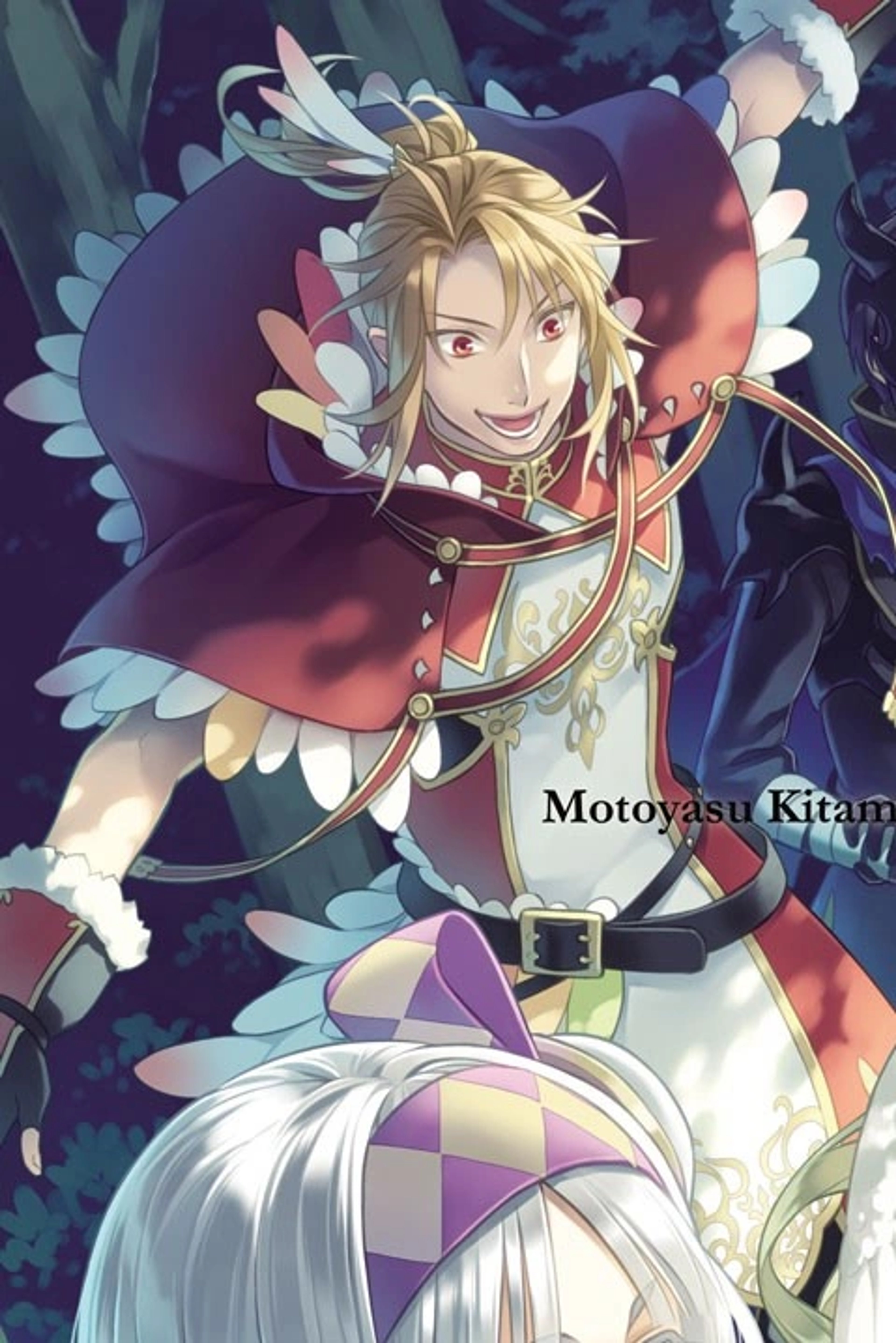 Blonde male anime character in fantasy hero costume