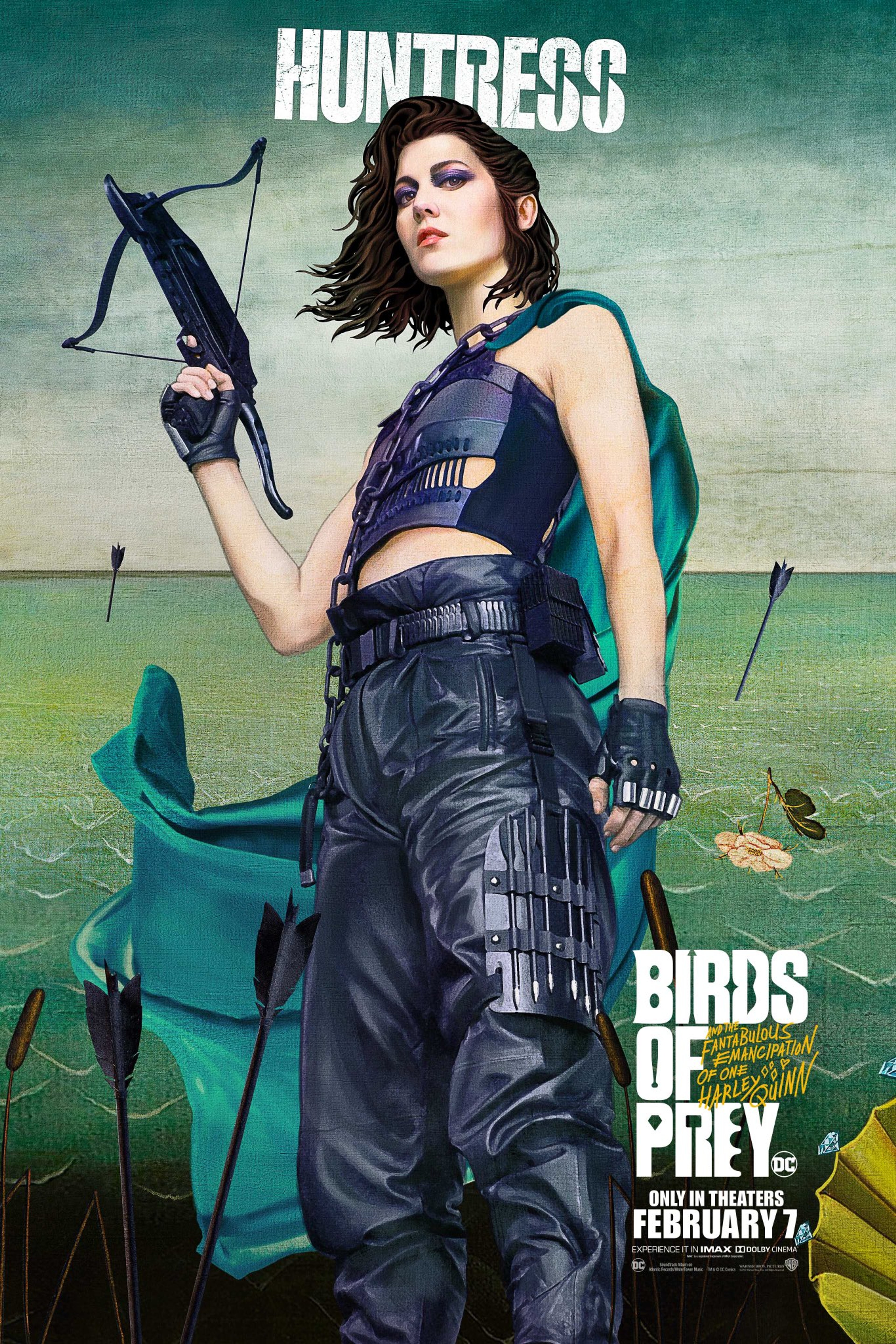 A woman in a black leather outfit holding a crossbow in a combat-ready stance