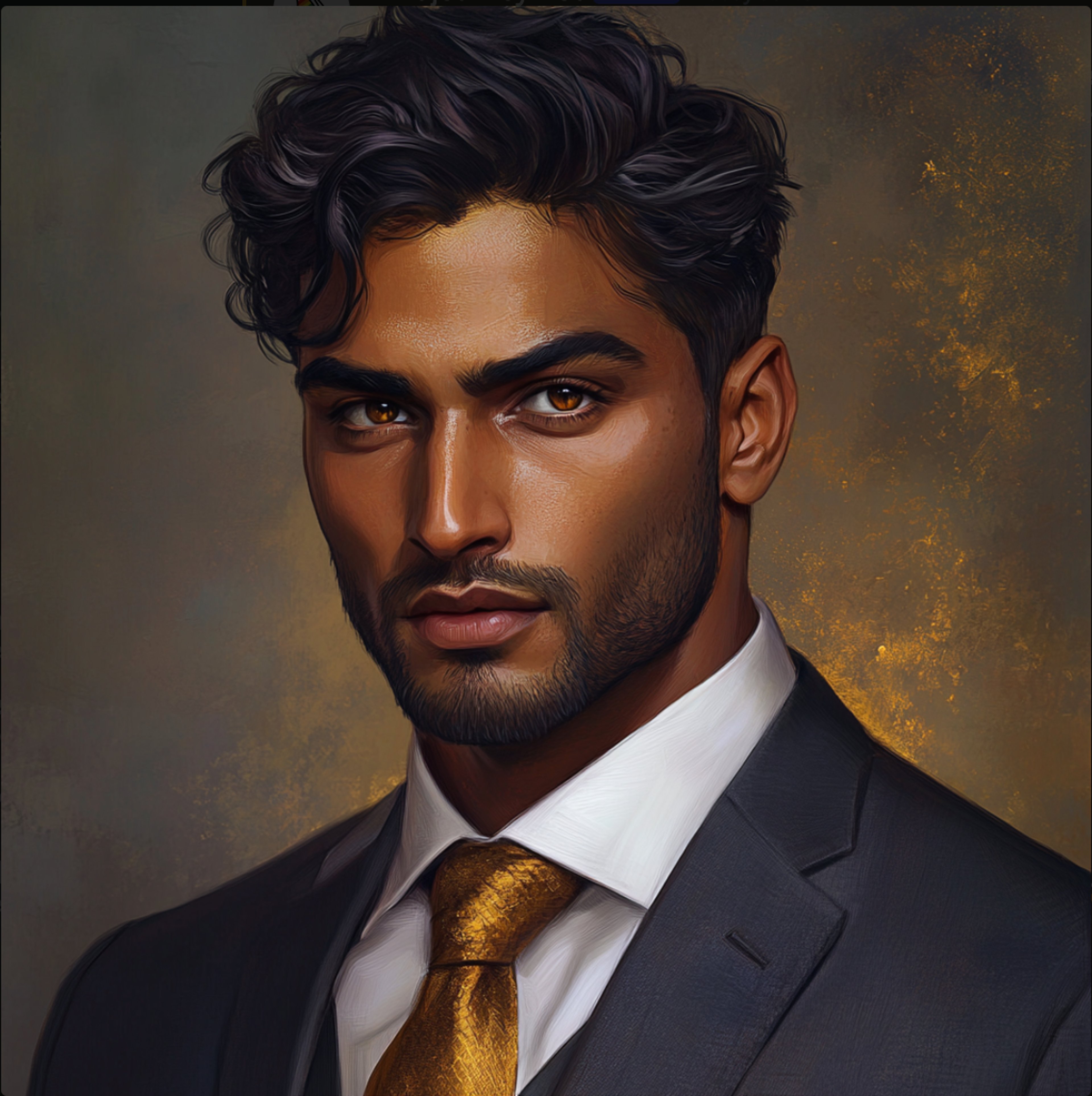 A well-dressed man with dark, curly hair and a serious expression, wearing a suit and tie.