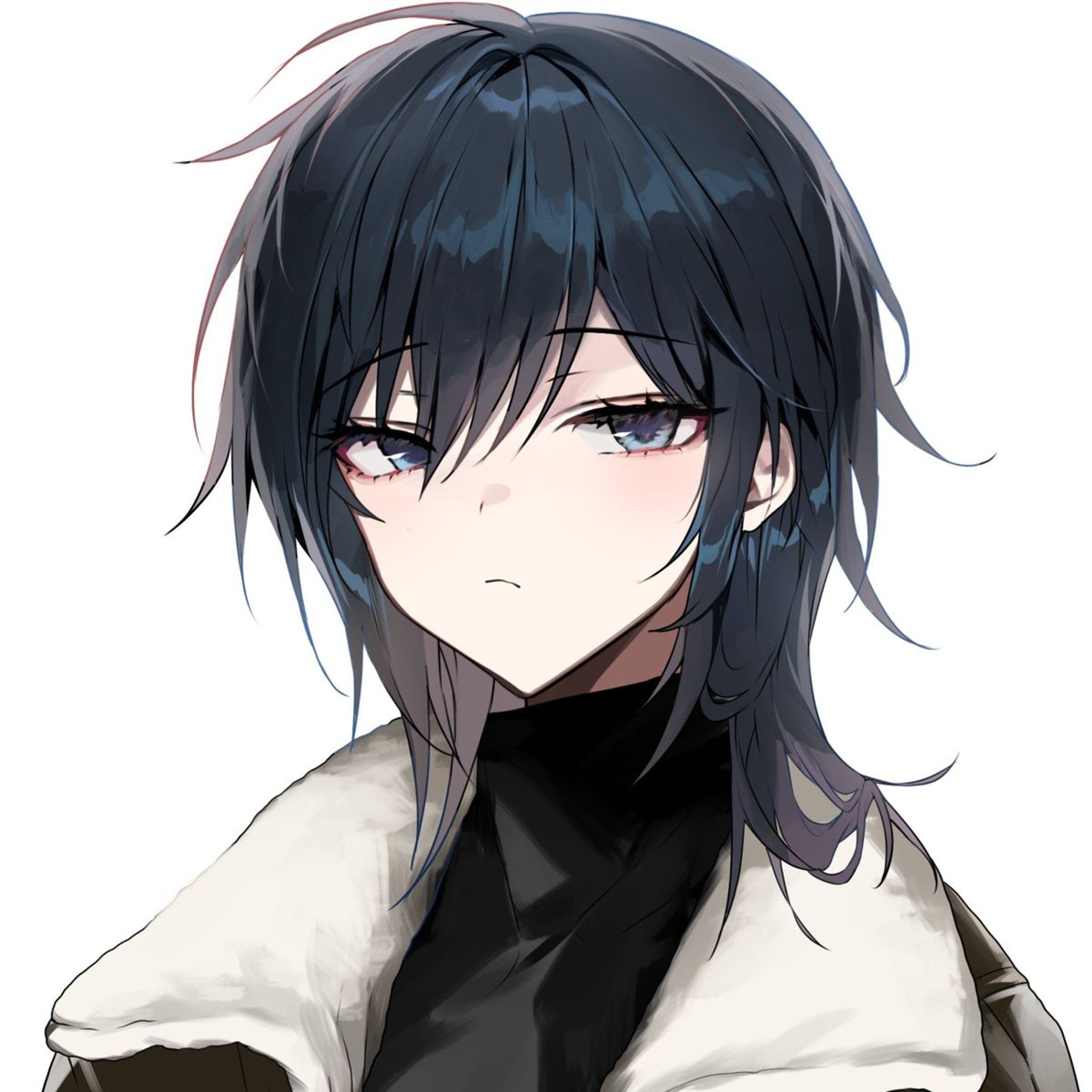 A young woman with dark hair and a serious expression, wearing a white coat or jacket.