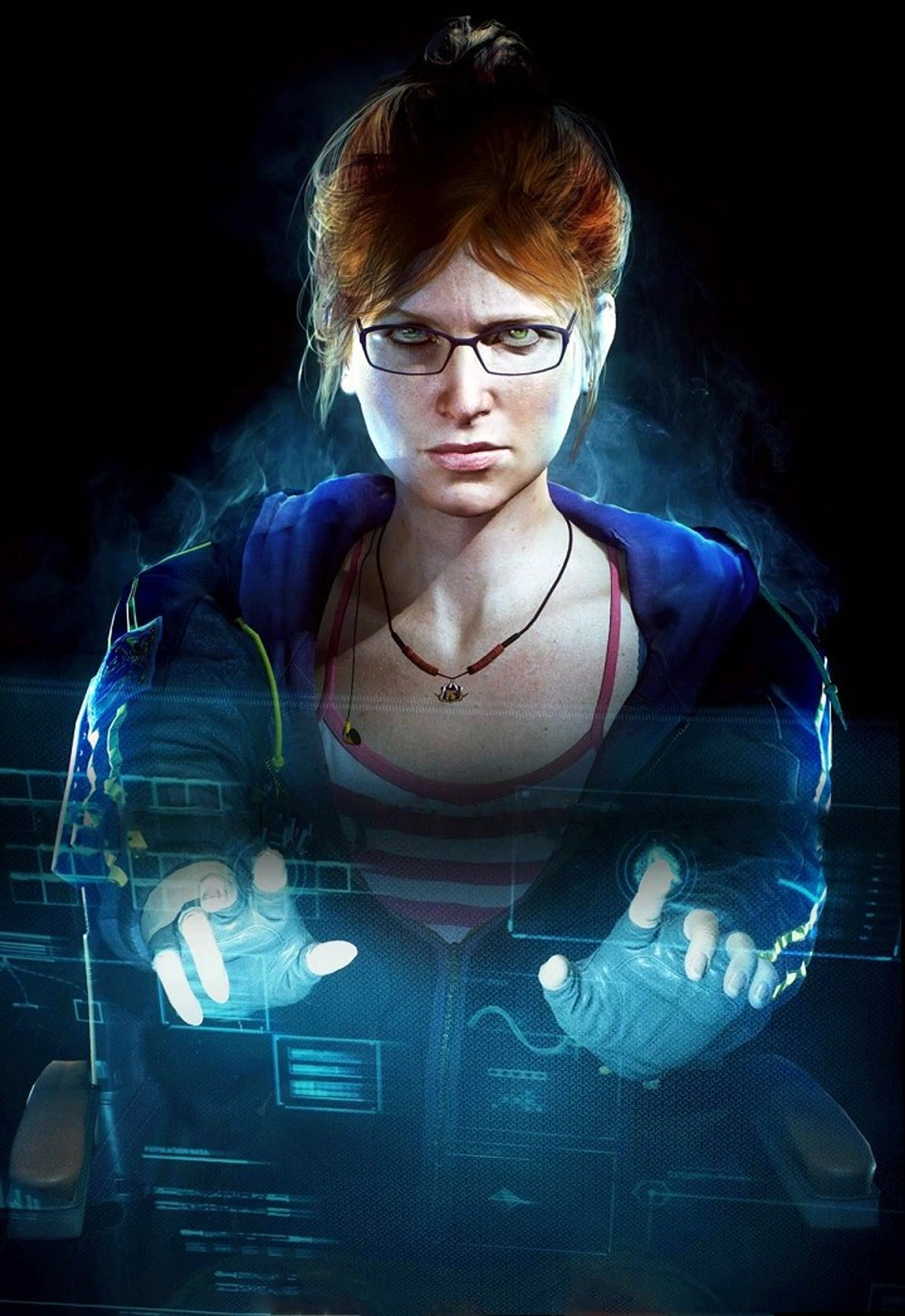 Barbara Gordon, Oracle, in her wheelchair at her computer terminal