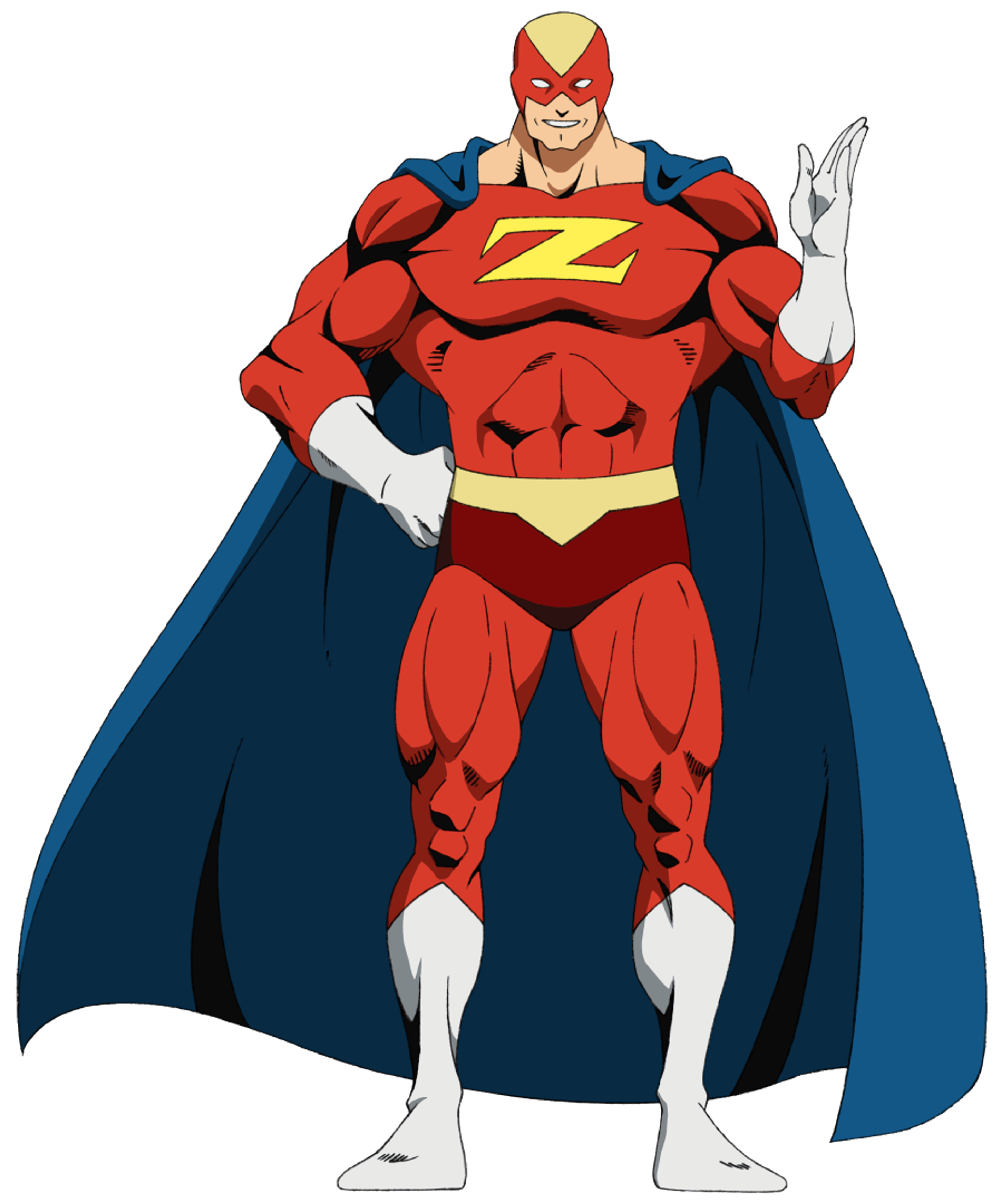 A muscular, heroic-looking male character in a red and blue costume with a 'Z' symbol on the chest, standing in a heroic pose.