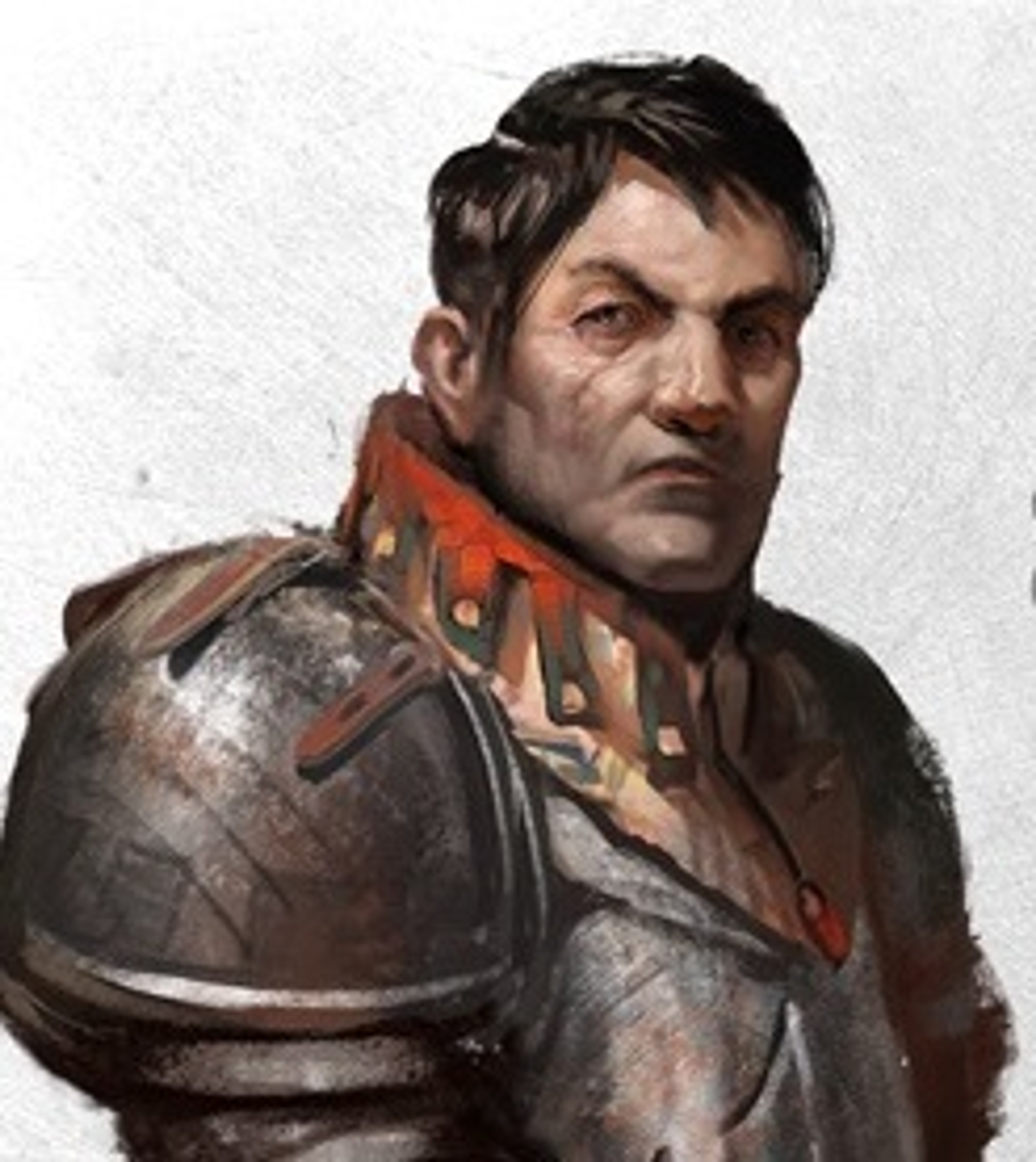 A powerful and imposing male character in military uniform