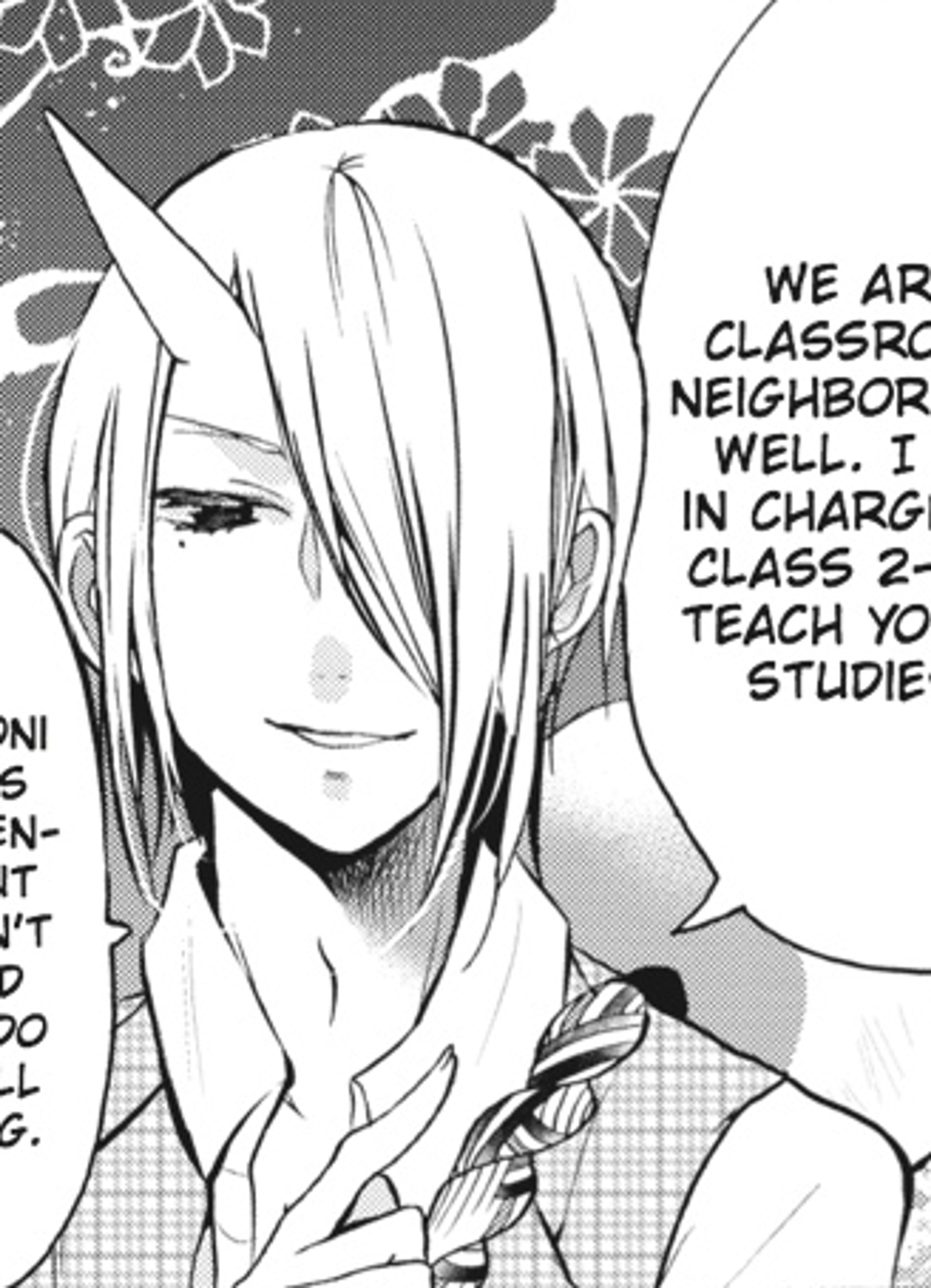 An anime-style character with light-colored hair and a feminine appearance, wearing a white collared shirt and tie.