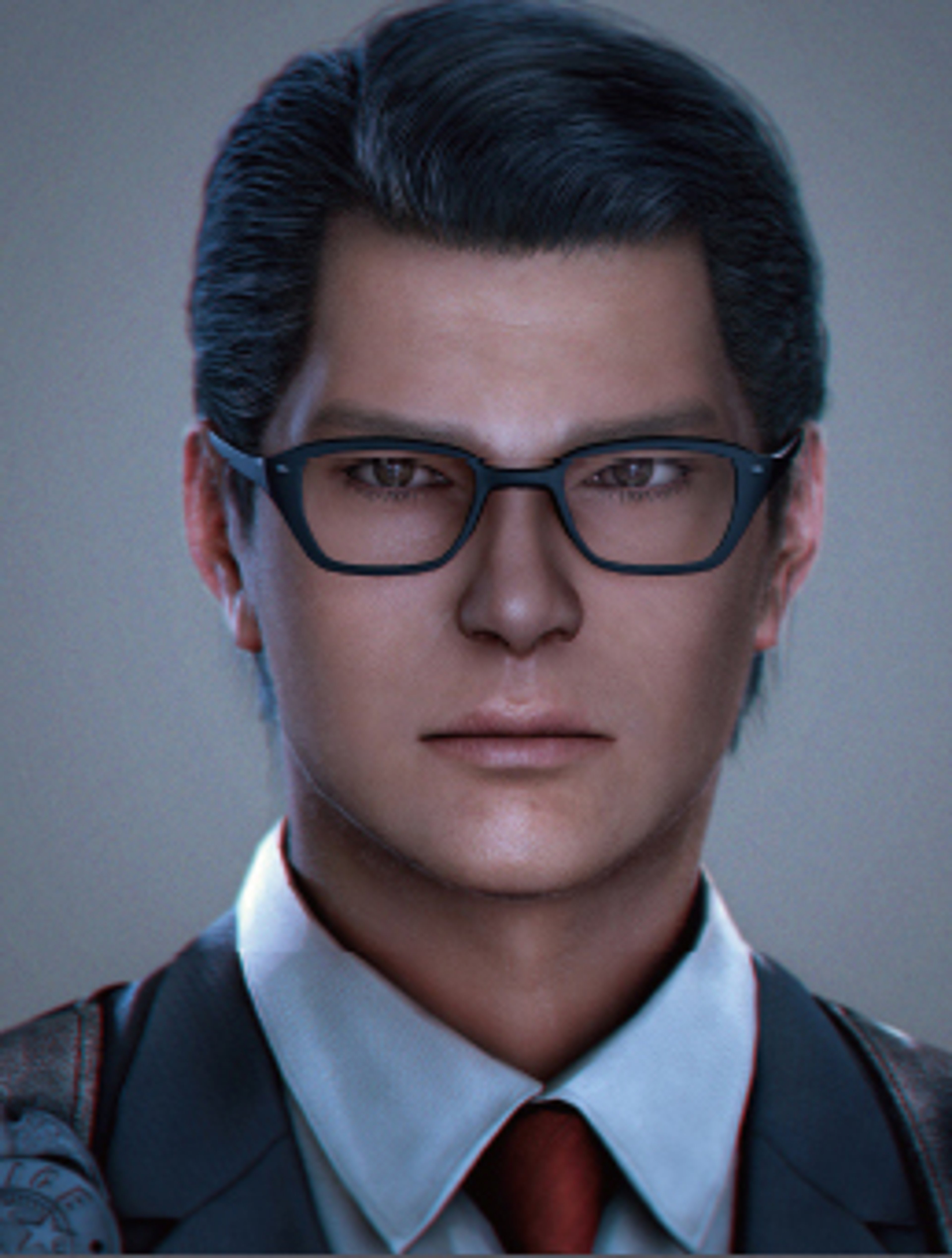 A man in a suit and tie with dark hair and glasses