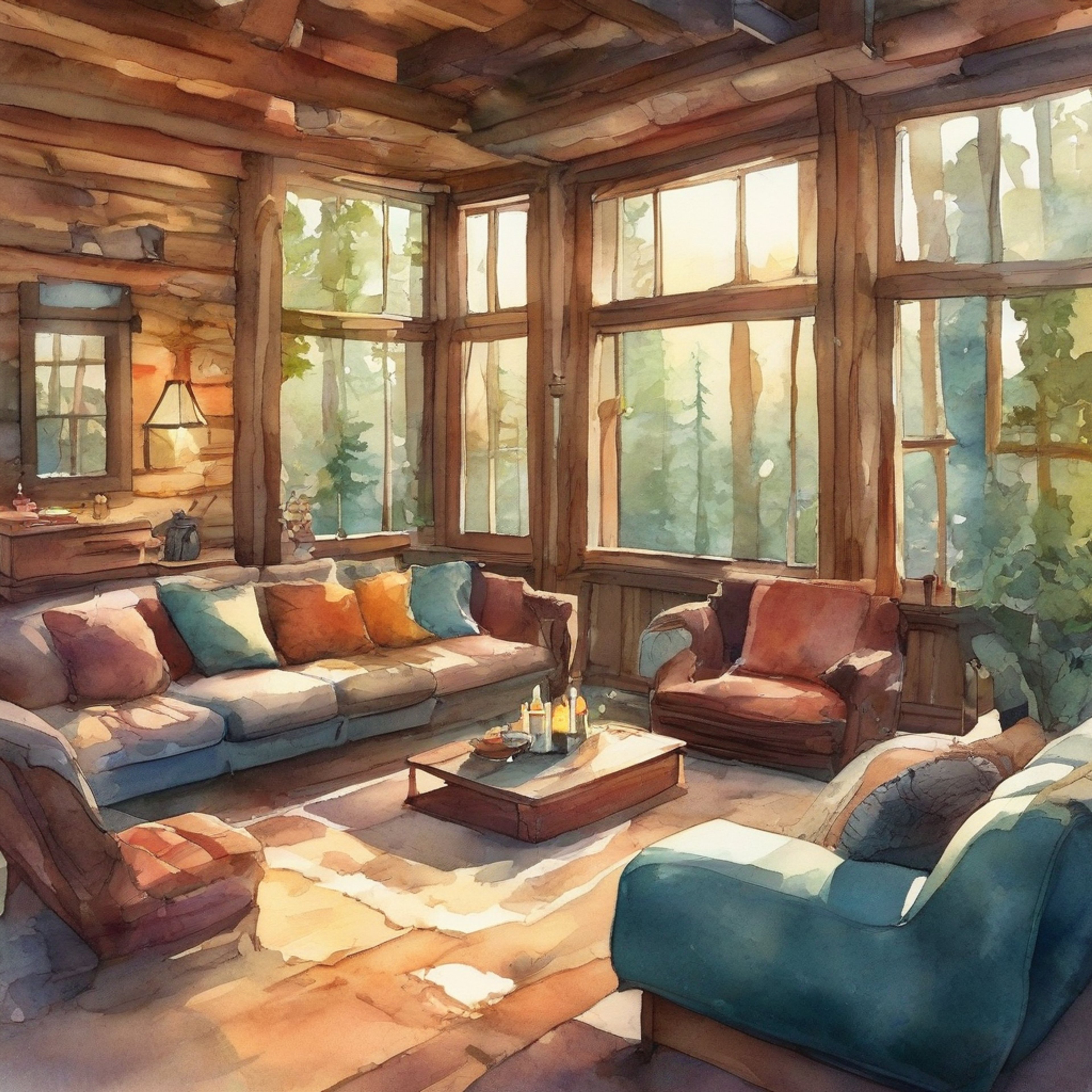 You find yourself in a cozy log cabin surrounded by the tranquil woods of Arcadia. Claire is curled up by the crackling fireplace, sipping chamomile tea and reading an ancient spellbook. Toby sits across from her, munching snacks and flipping through a comic book. The aroma of scented candles fills the air, and soft music plays, allowing these weary heroes to finally exhale and unwind.