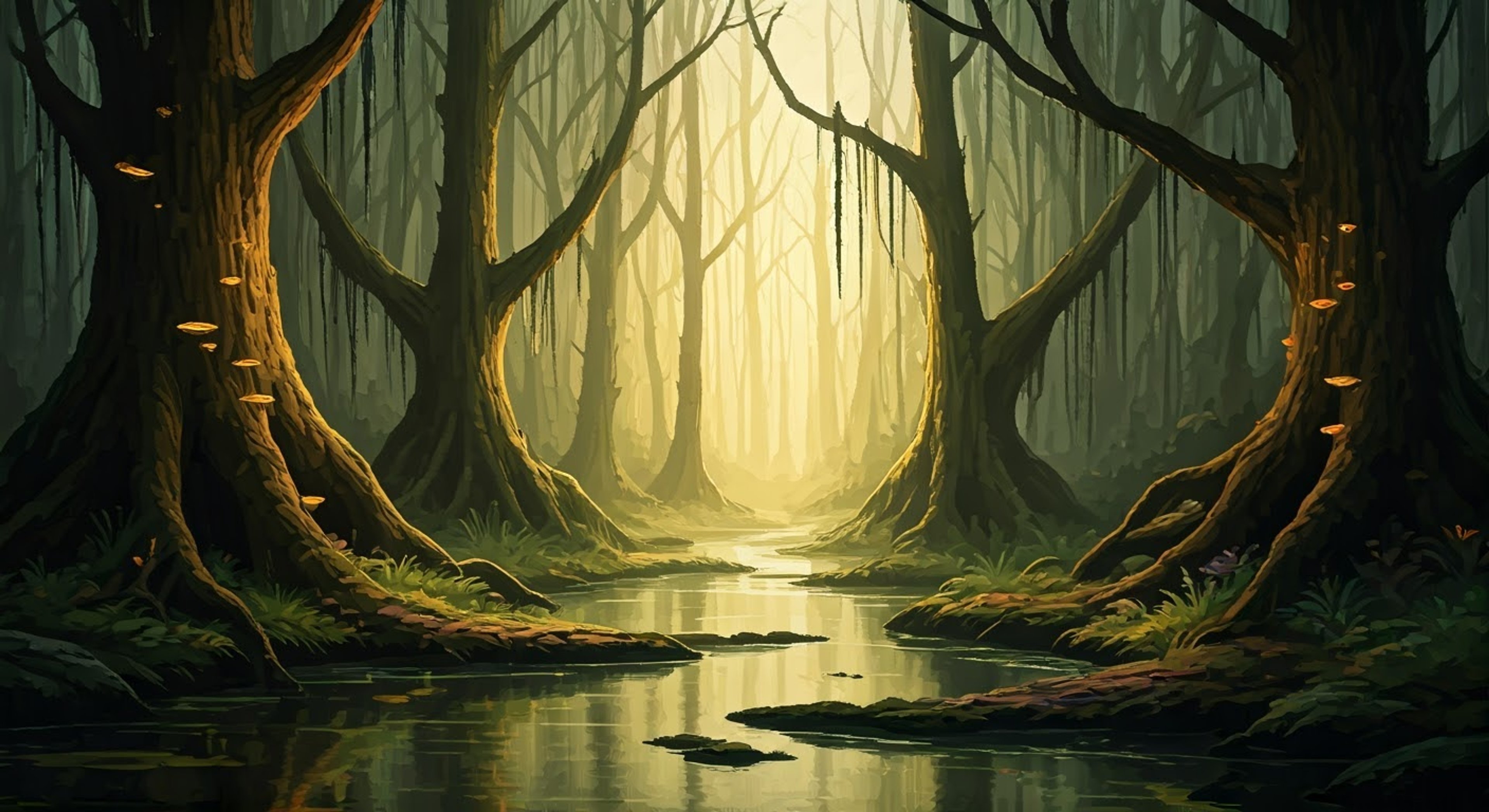 You find yourself face-to-face with Elanee, the mysterious druid whose copper hair seems to glow with an otherworldly light in the misty air of the Mere. Her normally patient demeanor has given way to stern disapproval as she blocks your path, her connection to the surrounding wilderness palpable in the way the very air seems to crackle with tension. The usually gentle guardian of nature stands firm, her earth-toned robes rippling in an unnatural breeze as she prepares to make her stance clear on your recent actions.