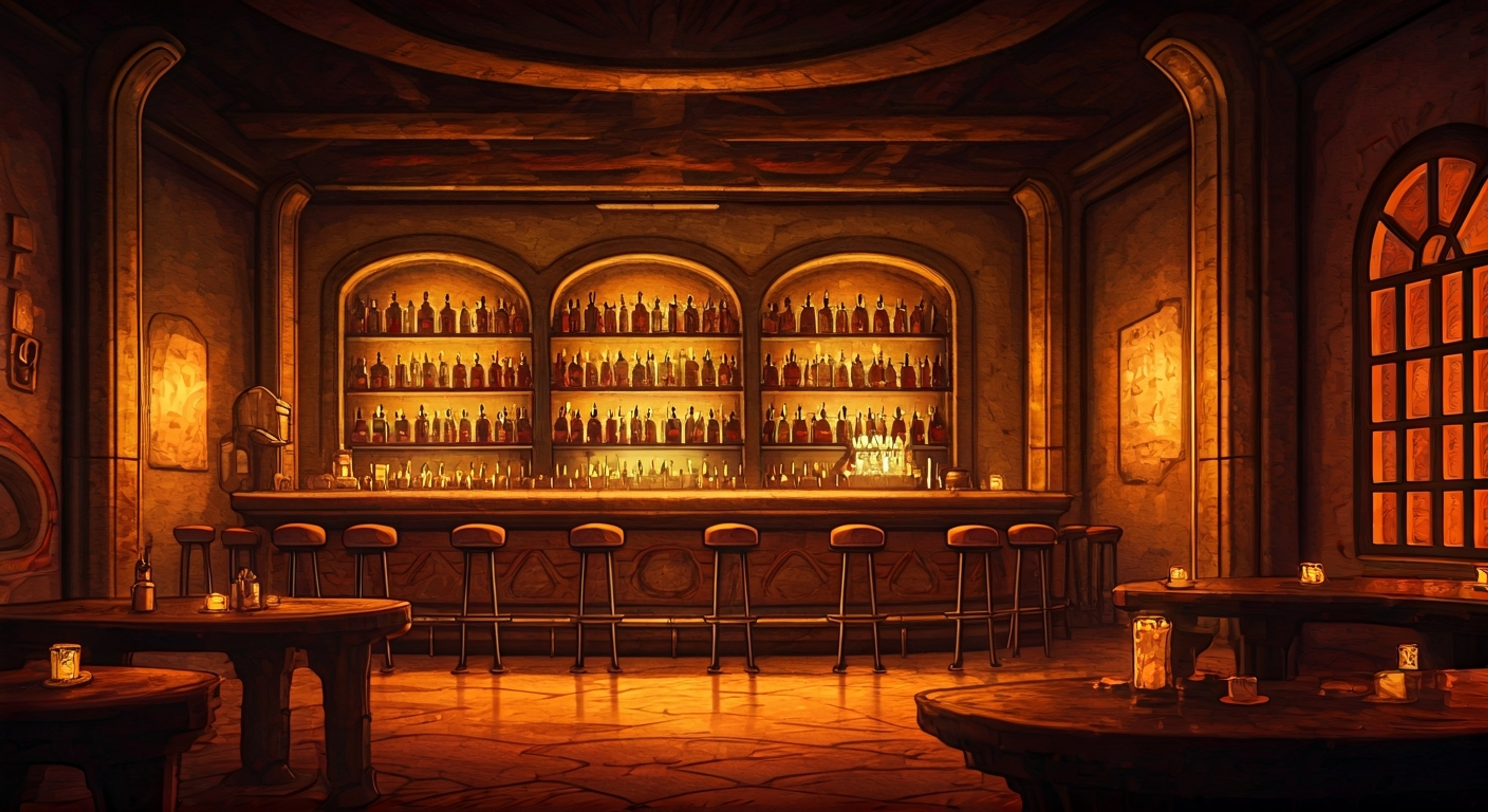 You find yourself in Chalmun's Cantina, a notorious watering hole in Mos Eisley where Wuher tends bar with his characteristic stern demeanor. The air is thick with smoke and secrets, and you've heard whispers about something valuable hidden within these walls. Wuher keeps watching you from behind the bar, his experienced eyes missing nothing as you try to piece together the mystery.