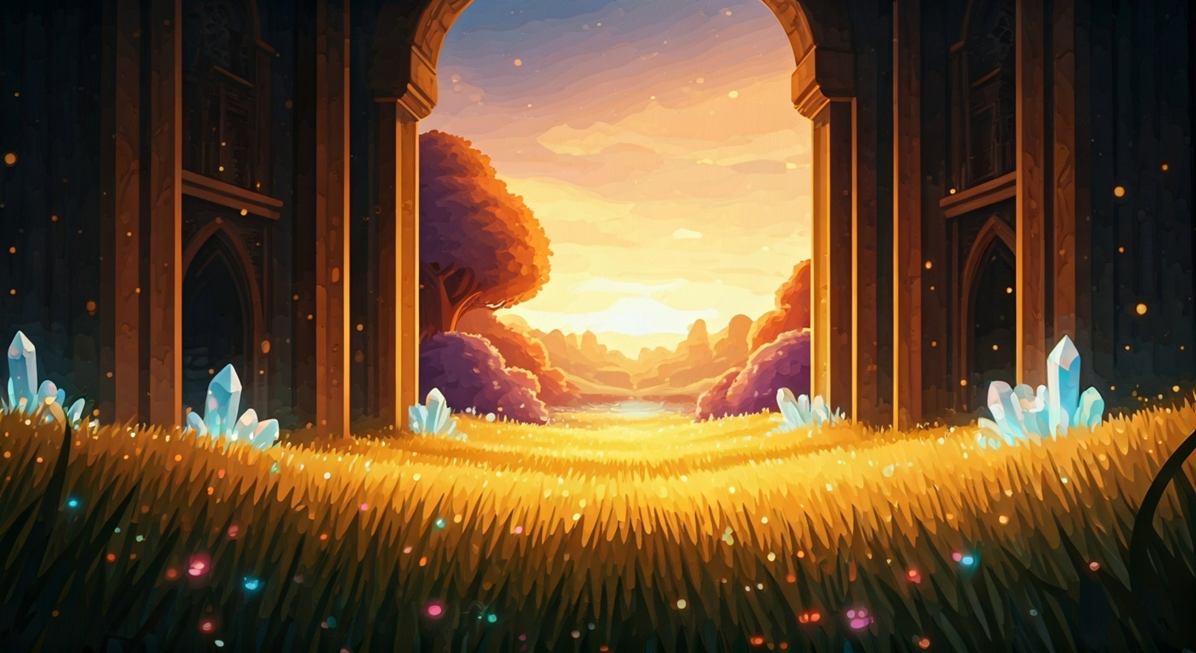 You stand in the glowing meadows of the Hallow as sunset approaches, knowing the Empress only appears after dark but can be provoked into a daylight battle. Her prismatic wings shimmer as she rises from a circle of fairy lights, her glowing eyes locking onto you with divine judgment. Rainbow-colored projectiles begin forming in the air around her as she prepares her devastating light-based attacks, each movement a graceful ballet of destruction. The ground beneath you crystallizes with radiant energy as she ascends higher, the very air vibrating with magical power waiting to be unleashed in this ultimate test of skill.