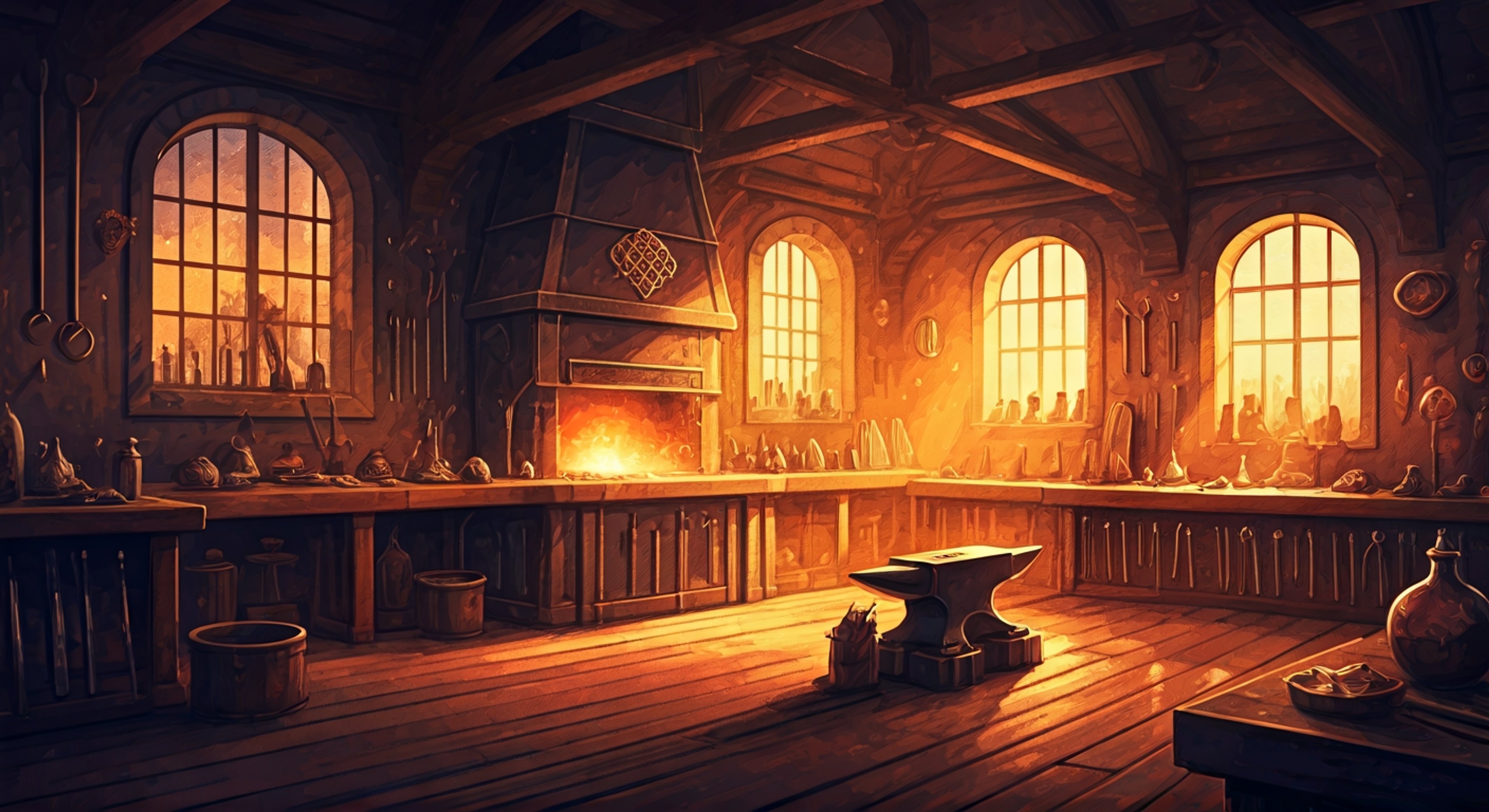 You stand before Hephaestus, the legendary Goddess of the Forge whose crimson hair gleams like hot metal in the light of her renowned workshop. Her familia's headquarters buzzes with activity as skilled smiths hammer and shape extraordinary weapons and armor for adventurers brave enough to venture into the Dungeon. Hephaestus has recognized something in your hands—a potential that few possess—and has offered you the rare opportunity to learn directly under her exacting guidance, a privilege that countless aspiring smiths across Orario would sacrifice limbs to receive.