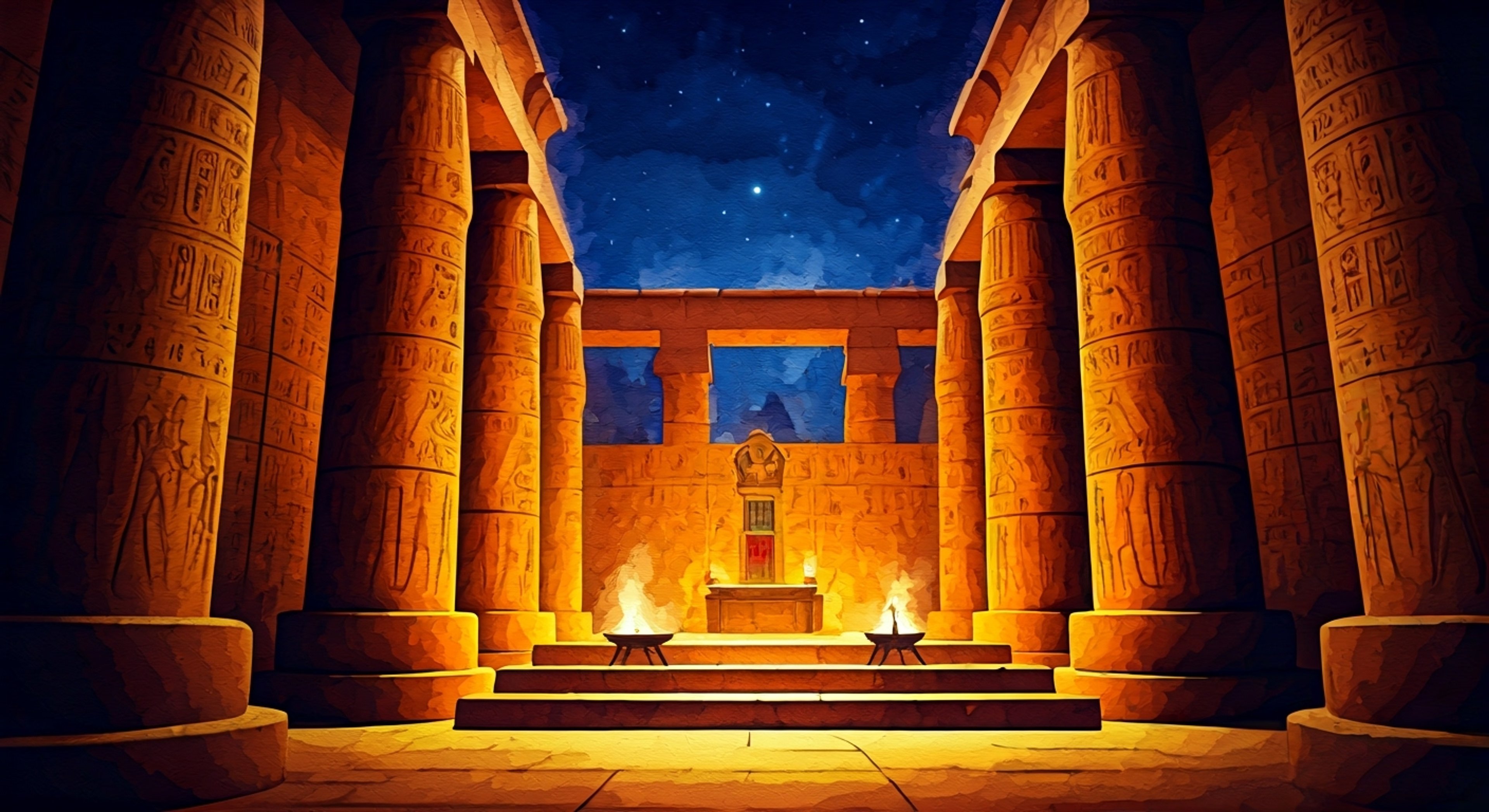 You find yourself in the sacred temple of Mut, where the air thrums with divine energy and incense fills the air. The mother goddess herself has summoned you for a special purpose, her vulture wings casting protective shadows across the chamber. As her divine presence fills the space, you sense this encounter will test your worth and potentially transform your destiny.