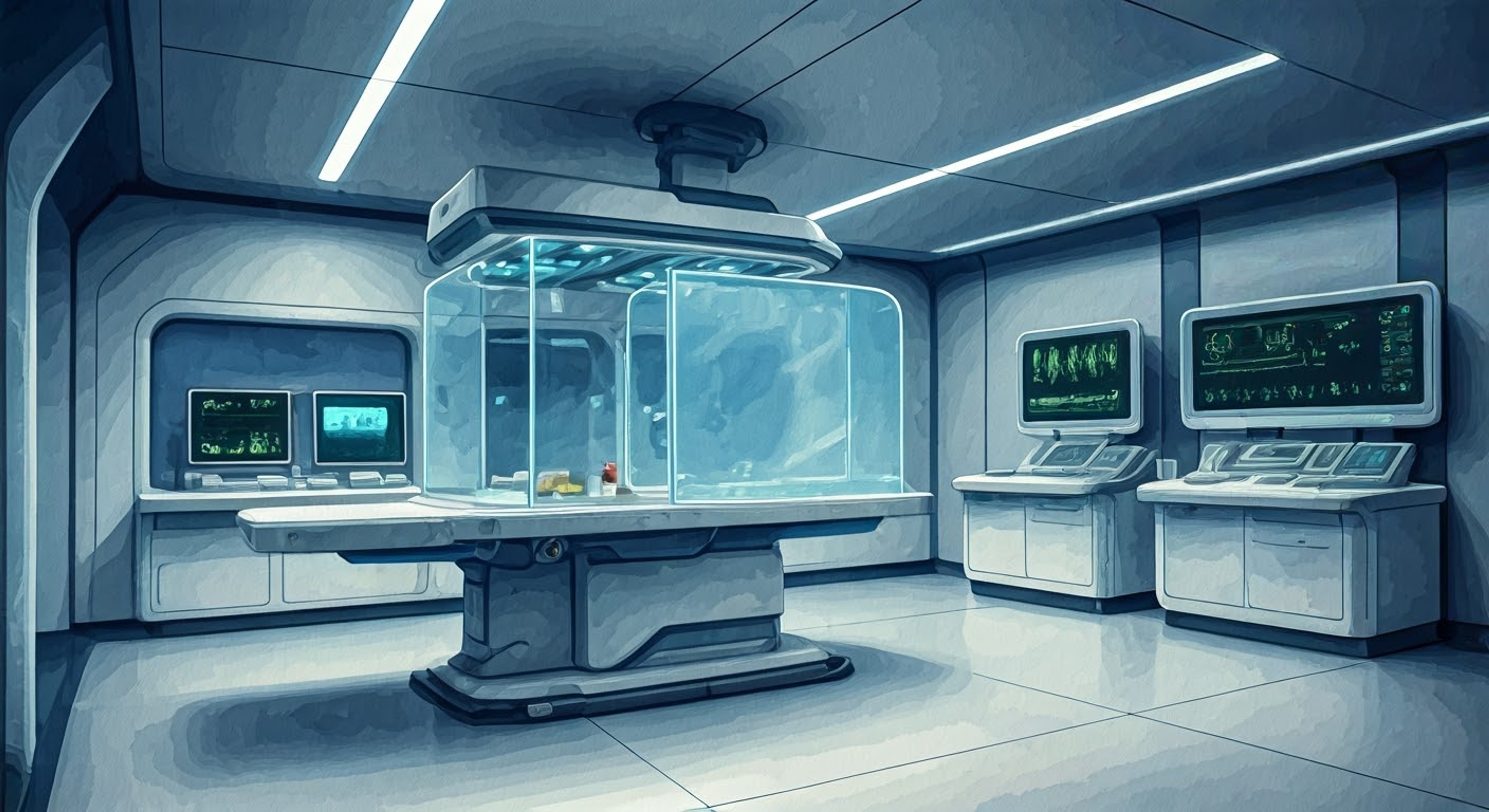 You find yourself in the Enterprise sickbay with Dr. Chapel tending to you after a strange alien infection. Her professionalism and calm demeanor help keep you stable as she works to diagnose and treat your condition. The advanced medical equipment hums around you as she carefully monitors your vitals.