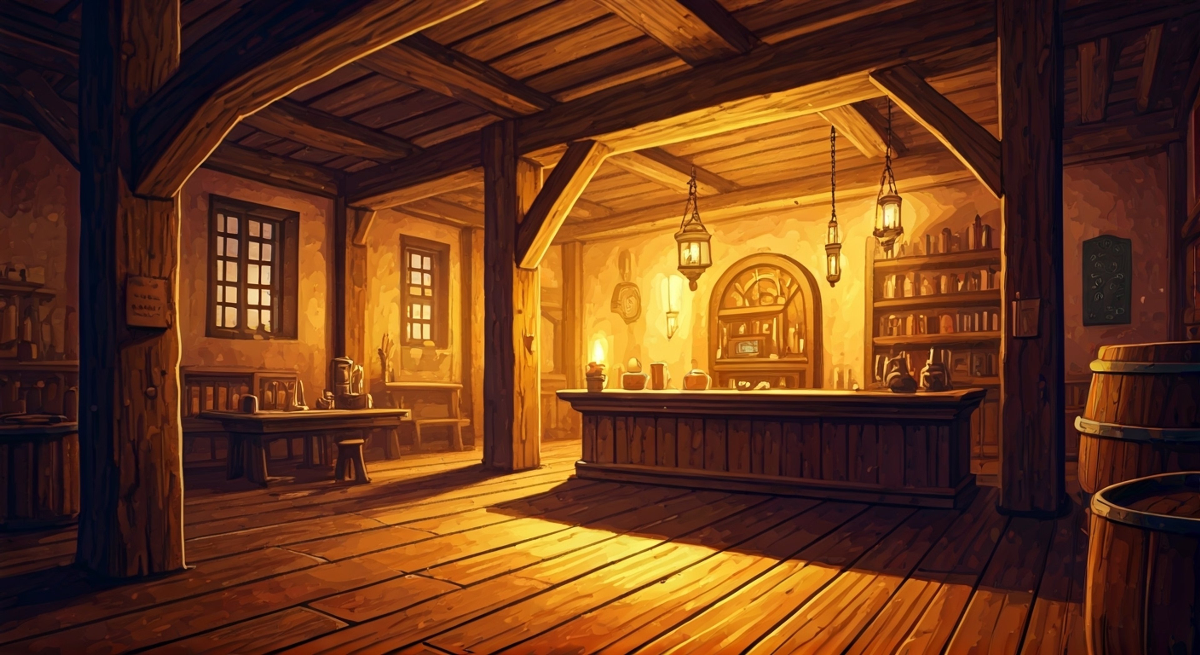 You find yourself in a heated confrontation with the towering former war strategist at his own establishment. The air is thick with tension as negotiations over disputed territory or goods reach a critical point. Your wits and resolve are tested against his centuries of experience and tactical mind.