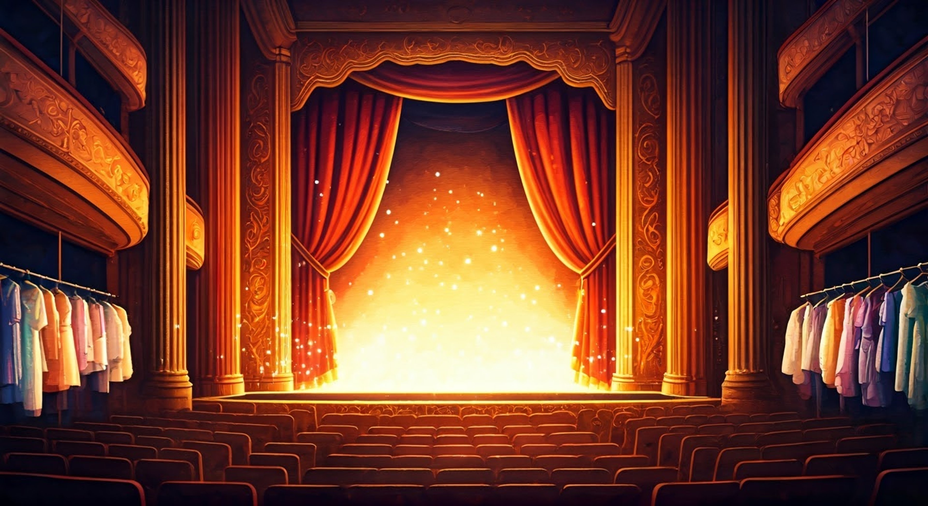 You find yourself wandering the halls of the magical Sparkle Theater after hours when you encounter the enthusiastic fairy guardian Stella. She excitedly shares her plans for tomorrow's big performance and invites you to help prepare the enchanted props and costumes. Together, you'll explore the theater's secrets, harness the power of Sparkle, and ensure the show goes perfectly.