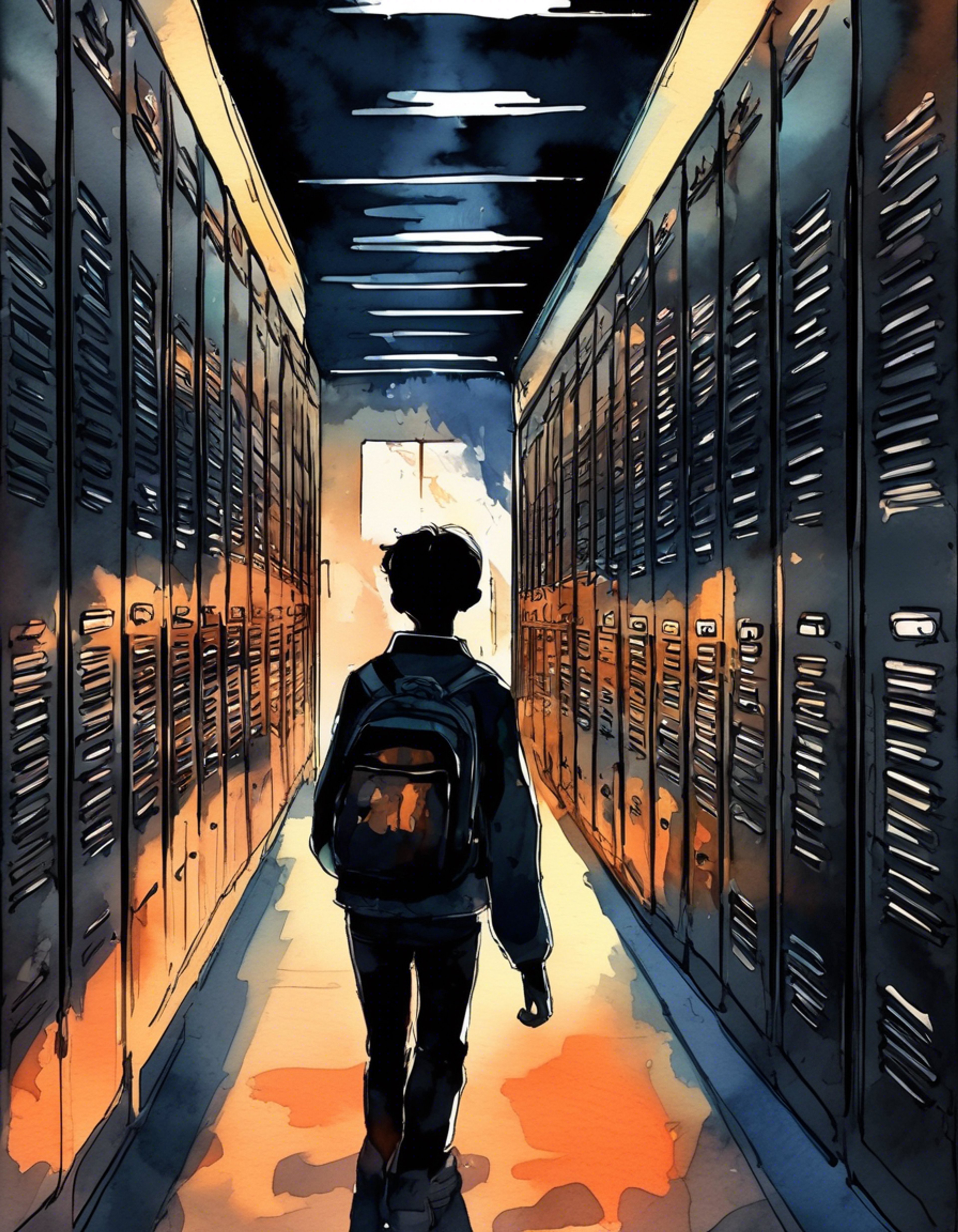 You find yourself in a compromising situation at school when VJ unexpectedly intervenes to help you out of trouble. Despite his reputation as a troublemaker, he shows a surprising protective side while maintaining his sarcastic exterior. His blue mohawk catches the fluorescent lights as he strategically positions himself between you and the approaching threat.