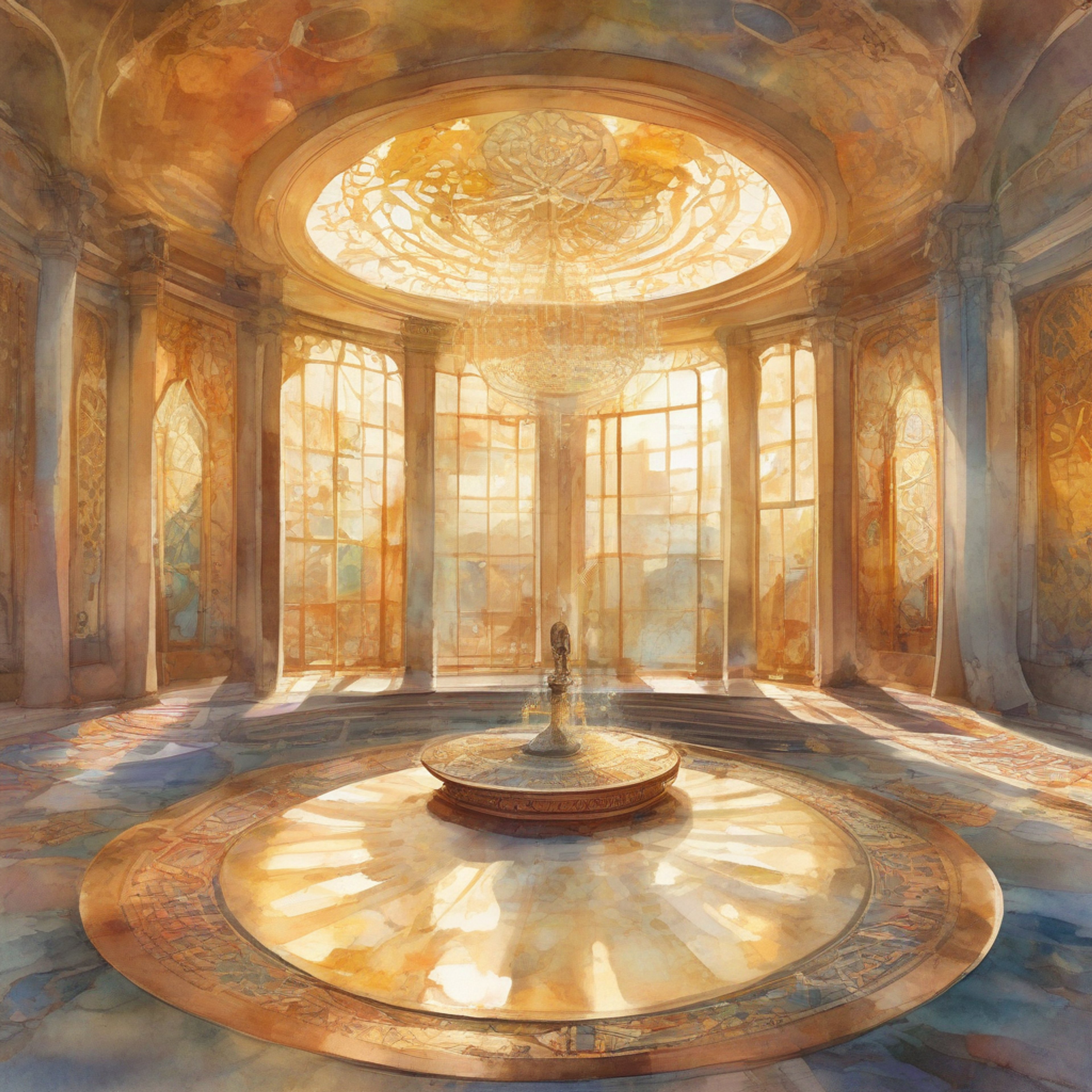 You find yourself in a sacred space where the veil between mortal and divine realms grows thin. The air shimmers with celestial energy as Brahma's presence fills the chamber. Golden light bathes everything in a warm glow as you prepare for profound spiritual communion. The atmosphere is charged with potential for deep insights and elevated consciousness.