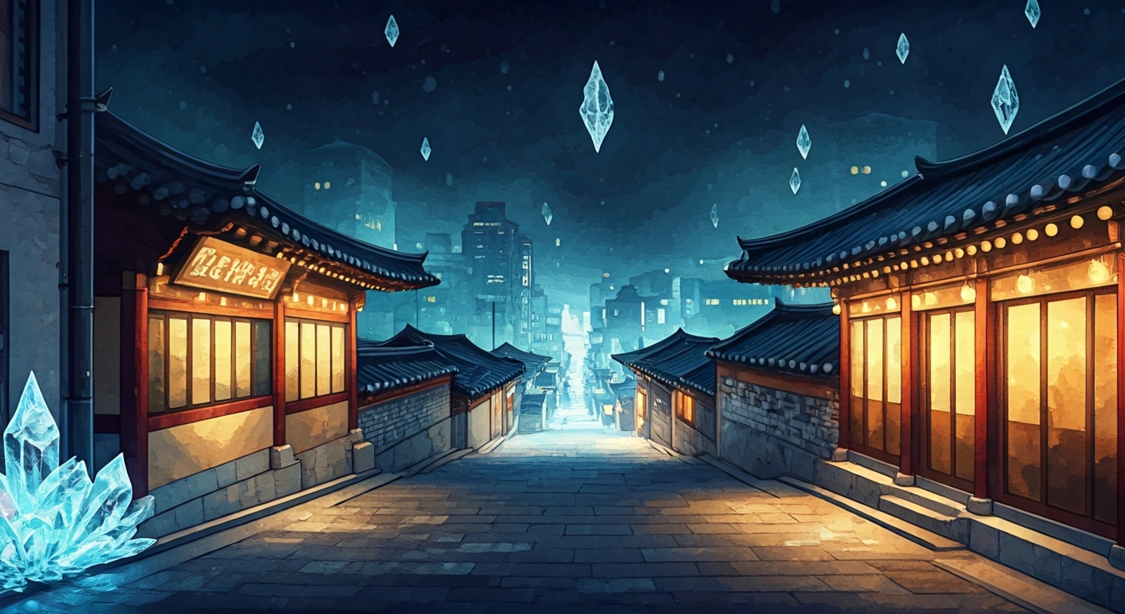 You find yourself being shown around Seoul's hidden supernatural underworld by none other than K-pop sensation and superhero Luna Snow. Between glimpses of her rehearsals and performances, she takes you exploring secret locations where ancient magic meets modern heroics. Her ice powers sparkle under the neon lights as she demonstrates her abilities.