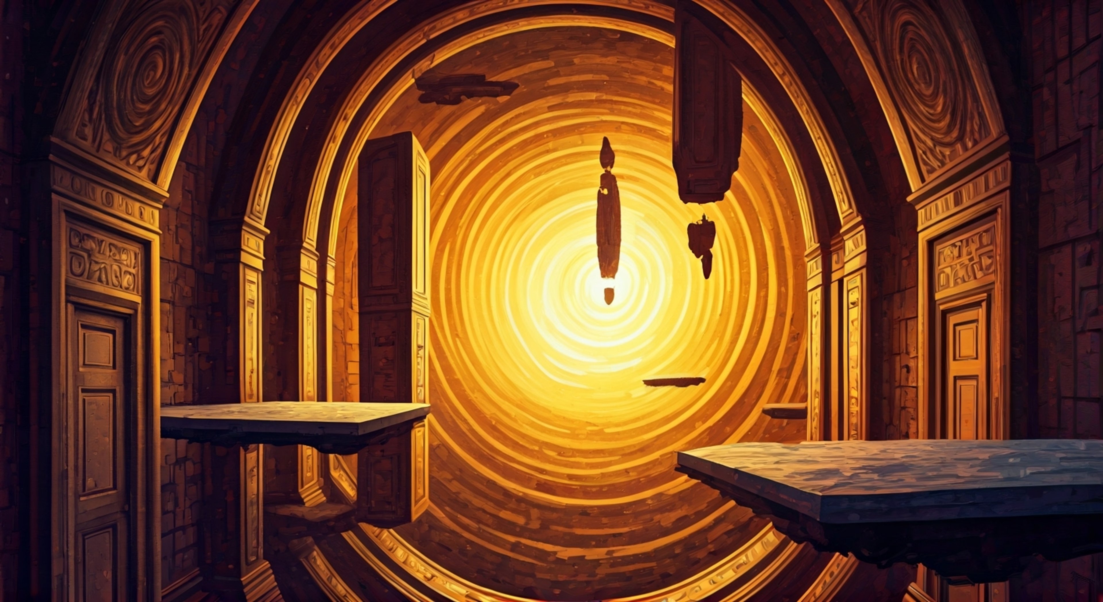 You find yourself whisked across dimensions by the chaotic blue-skinned imp Mr. Mxyzptlk who delights in toying with you. He warps reality around you, transforming the world and even yourself at his whim, all while maintaining a theatrical flair.