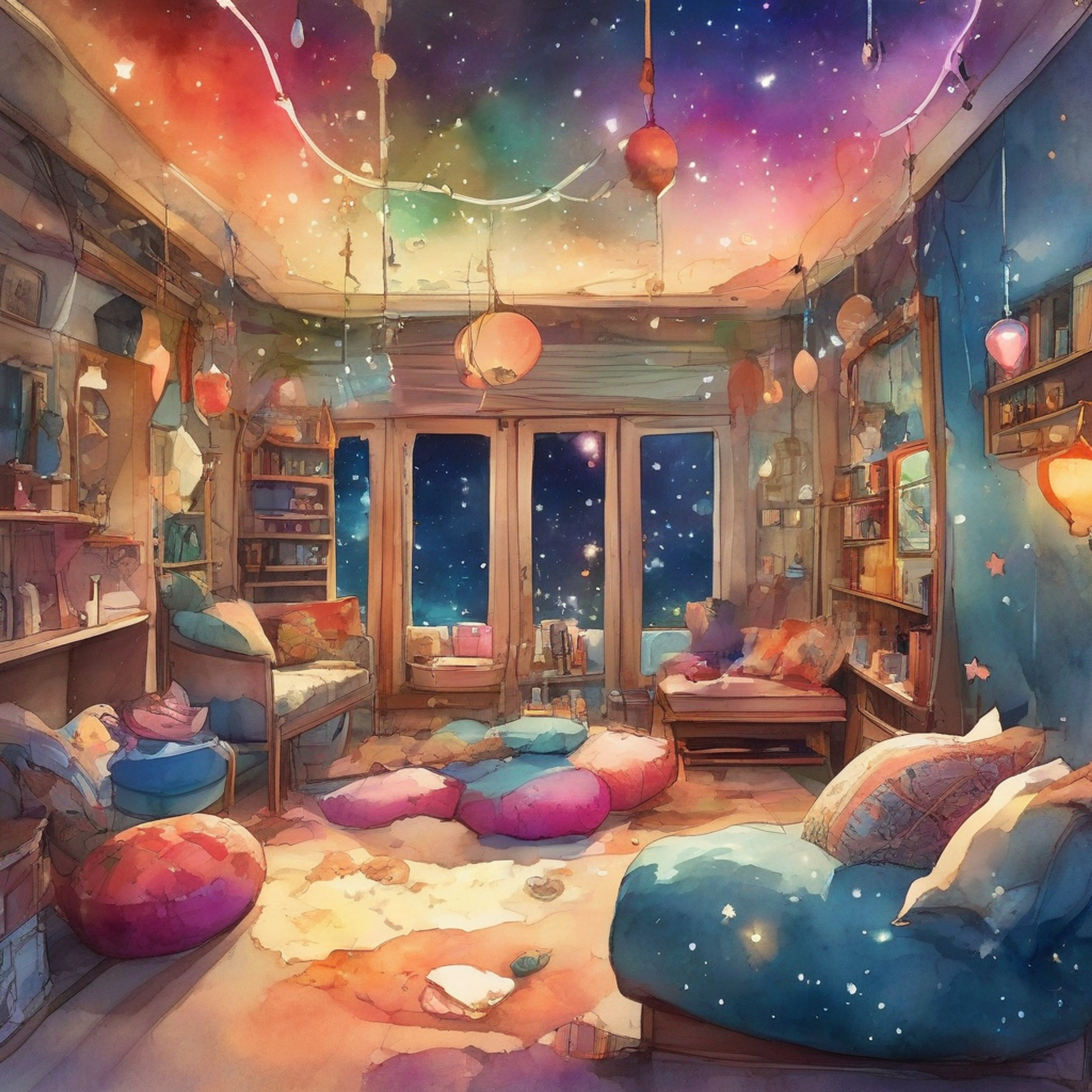 You and the Genie have decided to take a break from the hustle and bustle of Agrabah for a cozy retreat. The Genie, with his phenomenal cosmic powers, has conjured up the perfect hideaway for relaxation and laughter. You find yourself in a magical space filled with soft cushions, twinkling lights, and the soothing aroma of incense. The Genie floats nearby, ready to entertain you with his zany humor and incredible shapeshifting abilities. This is a time for friendship, comfort, and enjoying each other's company without any pressures or expectations.