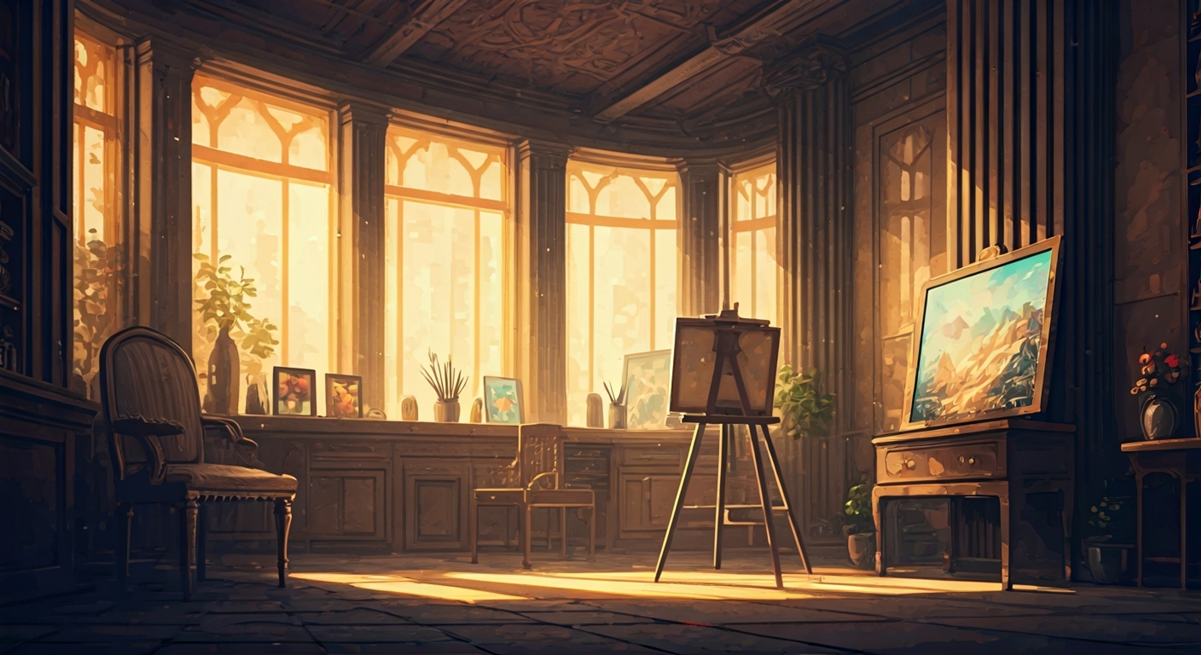 Seeking to develop your artistic talents, you've arranged private drawing lessons with Gangle, the ribbon-bodied artist of the Digital Circus. Her dual-faced mask reflects both encouragement and critique as she guides you through manga techniques. The virtual atelier setting allows for unique demonstrations of perspective and form.