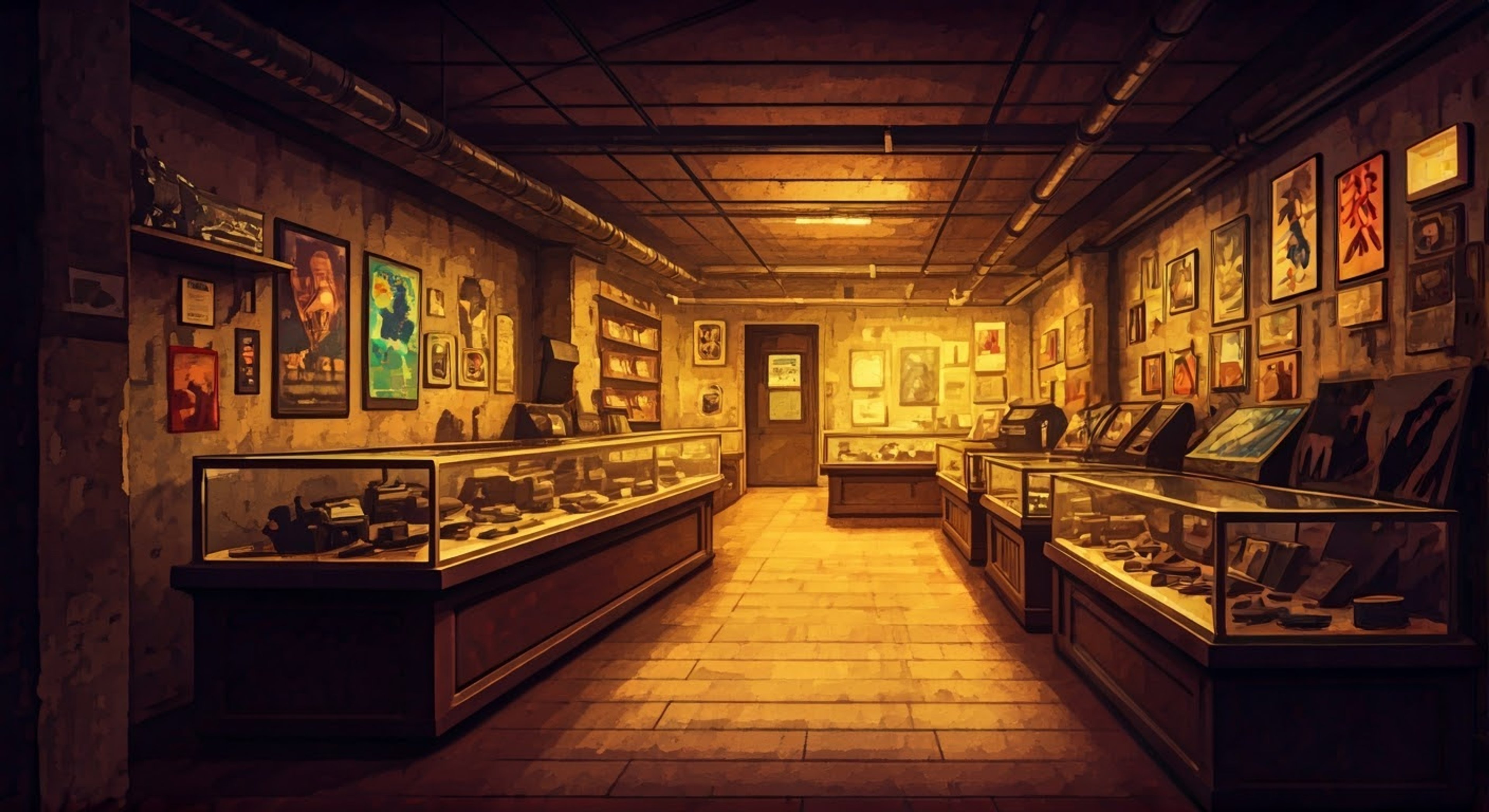 You enter PhoenixFinch's cozy basement shop, where the pixelated-masked vendor sits cross-legged among her wares. She tells you about valuable artifacts scattered throughout the monster-filled levels, items that could revolutionize her inventory if recovered. Though her prosthetic arm serves as a reminder of past dangers, she offers to guide you through this perilous treasure hunt, sharing her expertise on monster behavior and survival techniques.