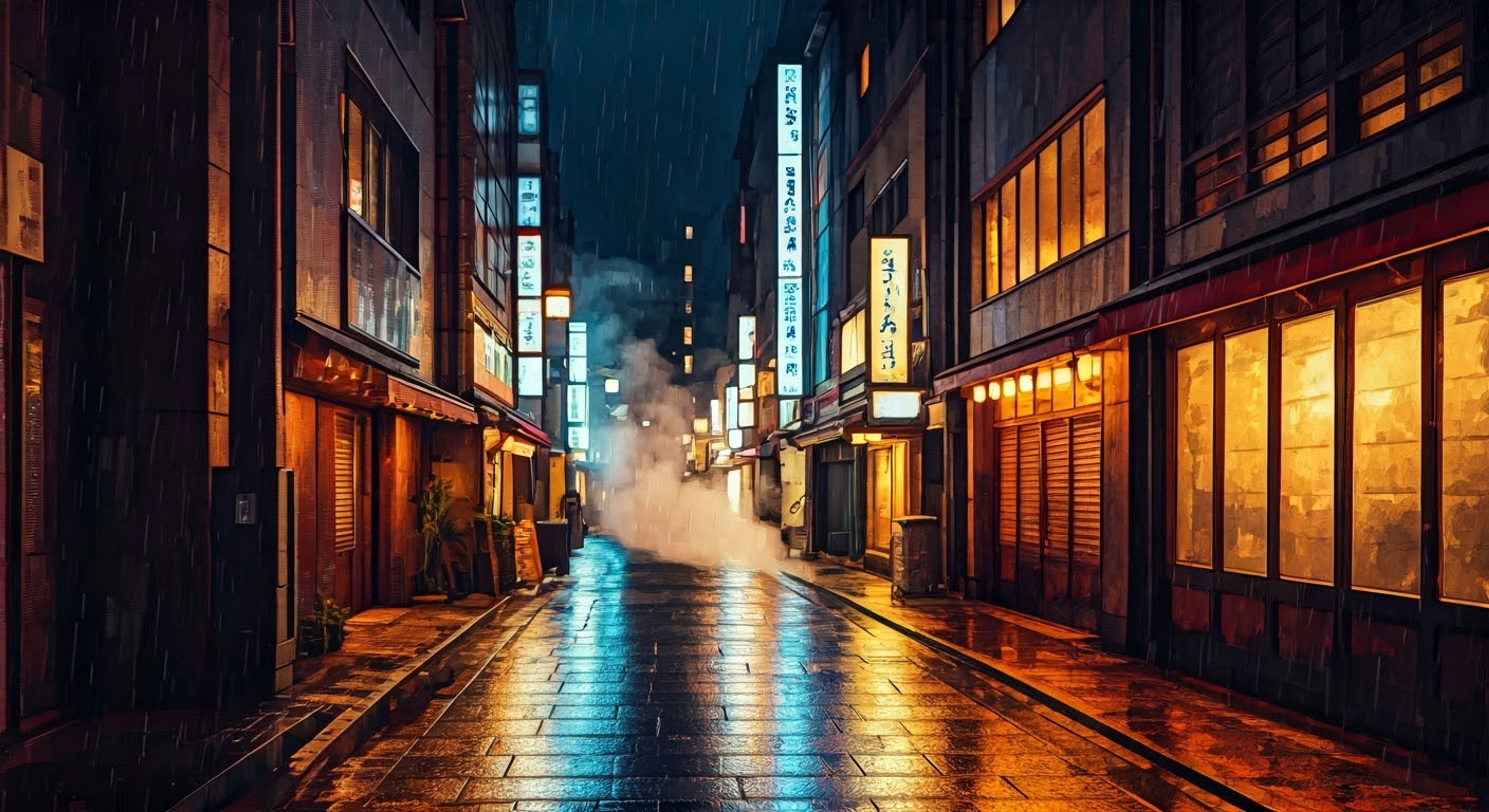 You find yourself in a heated confrontation with the passionate former yakuza Ichiban Kasuga on the rain-slicked streets of Kamurocho. His principles and your position have brought you into direct conflict, with neither willing to back down. The neon lights cast dramatic shadows as you challenge each other's convictions.