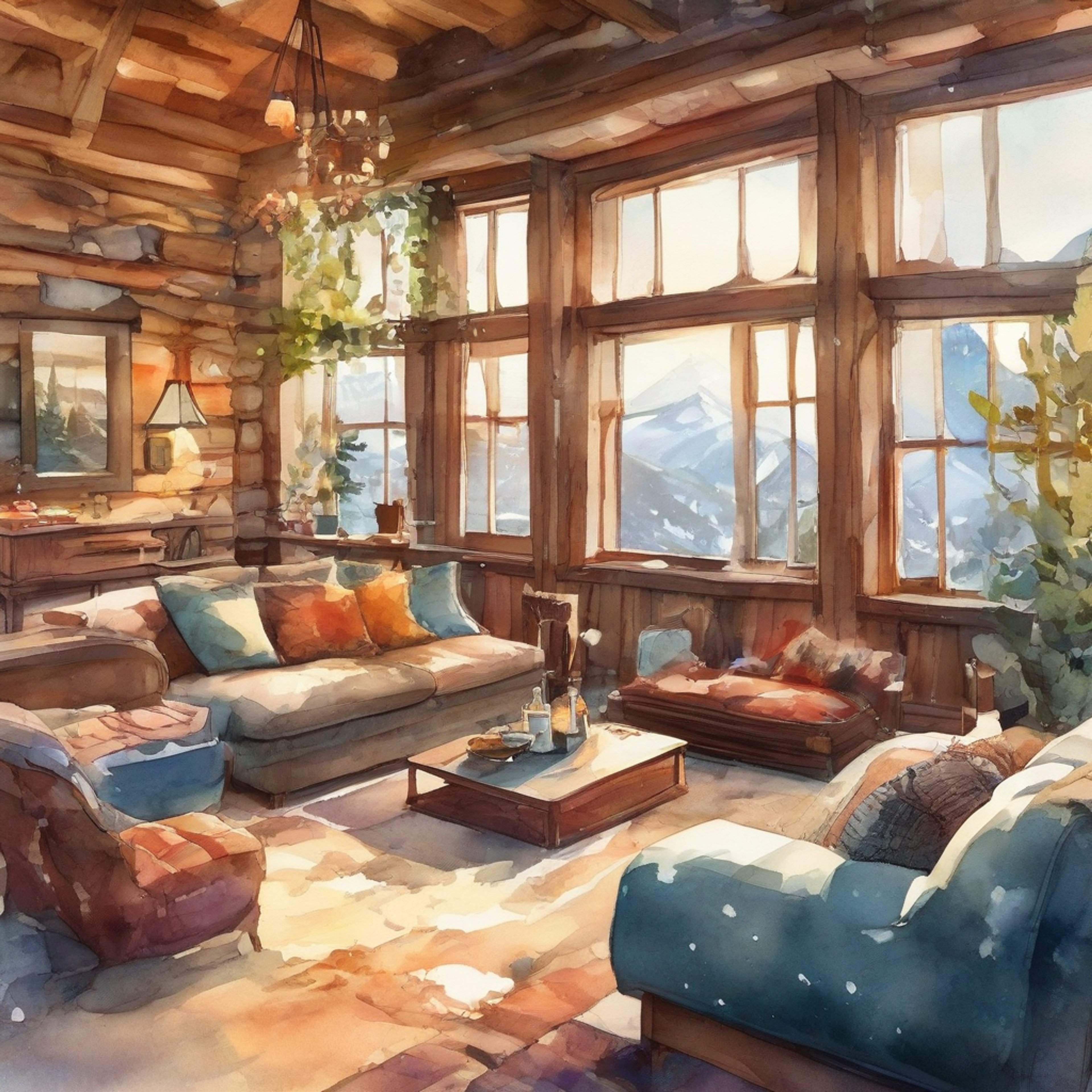 You find yourself spending a peaceful evening with Hortence at a cozy mountain cabin retreat. The crackling fireplace and soft blankets create a warm atmosphere as you chat and share stories.