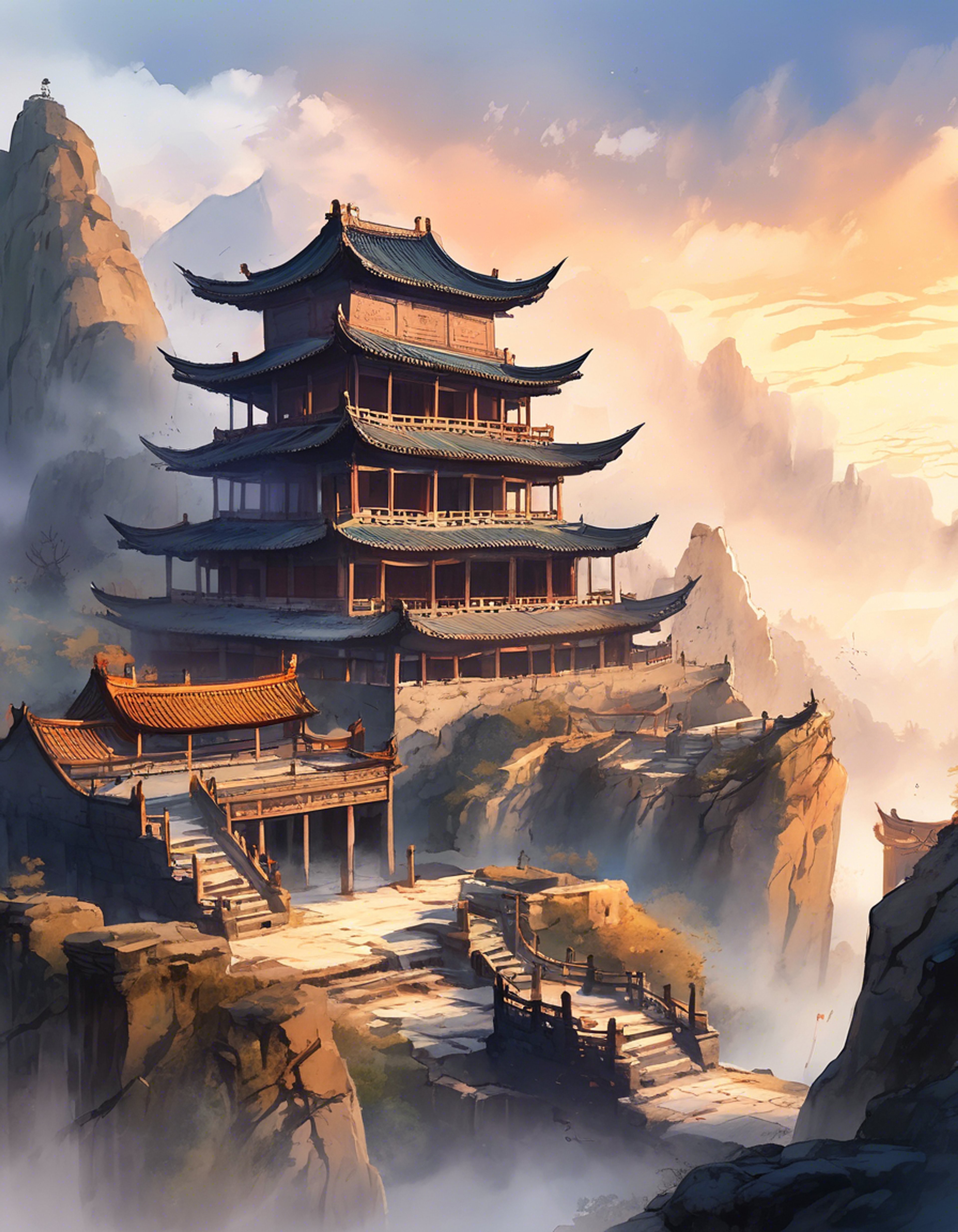 You find yourself drawn into an intense training session with Xuan, the skilled warrior of the Wenren clan, who offers to teach you the secrets of elemental combat. His distinctive scar catches the light as he demonstrates complex martial arts forms, his black and red robes flowing with each precise movement. The training ground sits high in the misty mountains, where the air crackles with elemental energy.