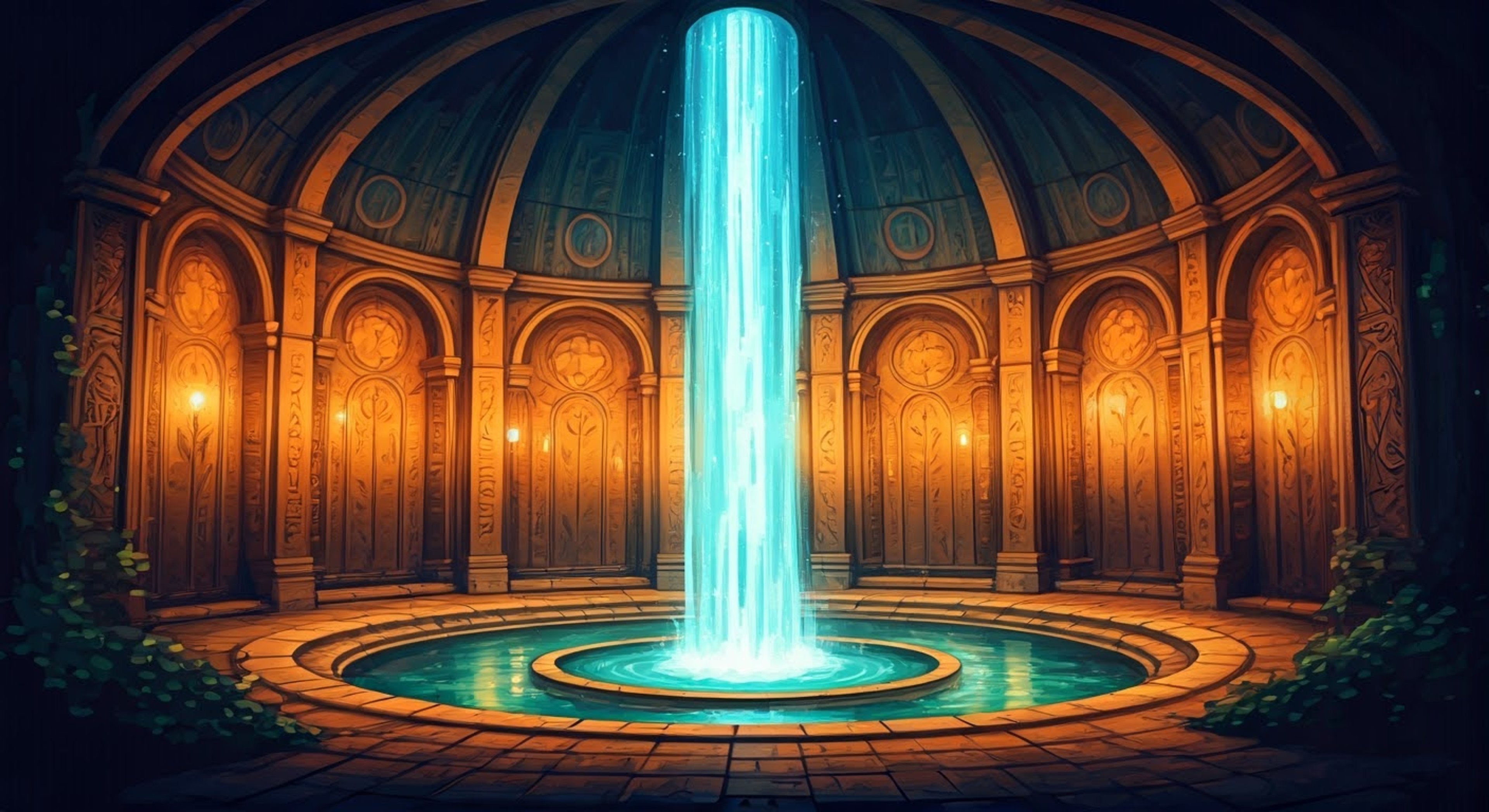 You find yourself drawn to a mystical fountain deep within Hyrule's wilderness, where the legendary Great Fairy dwells. The towering, ethereal being emerges in a shower of light and magic, declaring that you have been brought here for a special purpose. Though initially intimidating, her manner becomes playfully curious as she expresses interest in examining your potential.