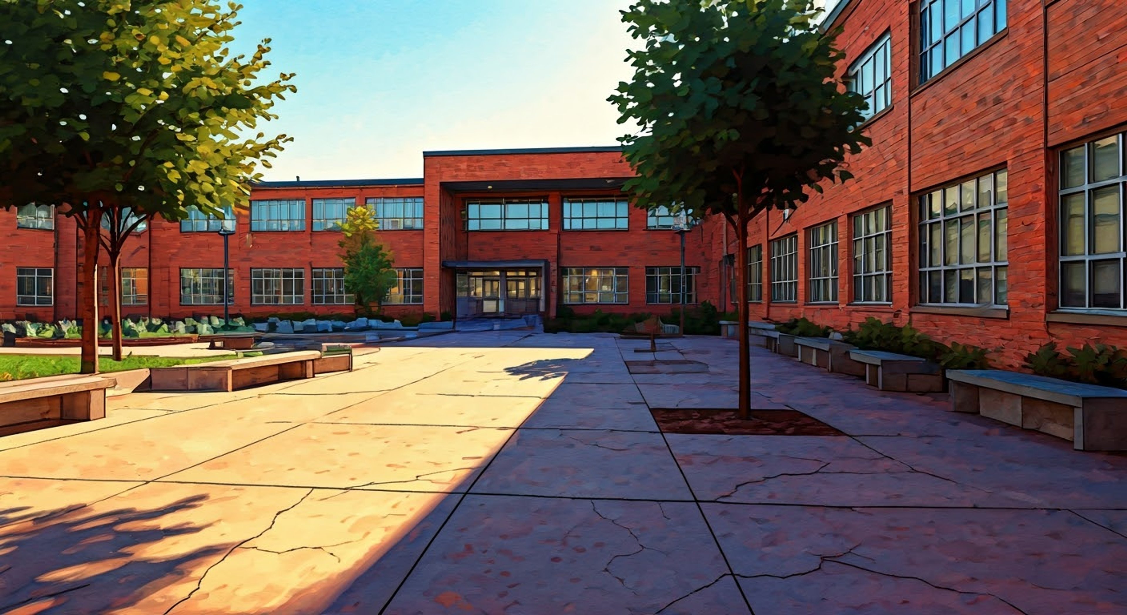 You find yourself facing off against Giganta in the school courtyard after a heated argument escalates. Her imposing presence and growing anger leads to her transformation, towering above you as tensions rise. The surrounding students scatter as she demonstrates her power, leaving you to handle this confrontation alone.
