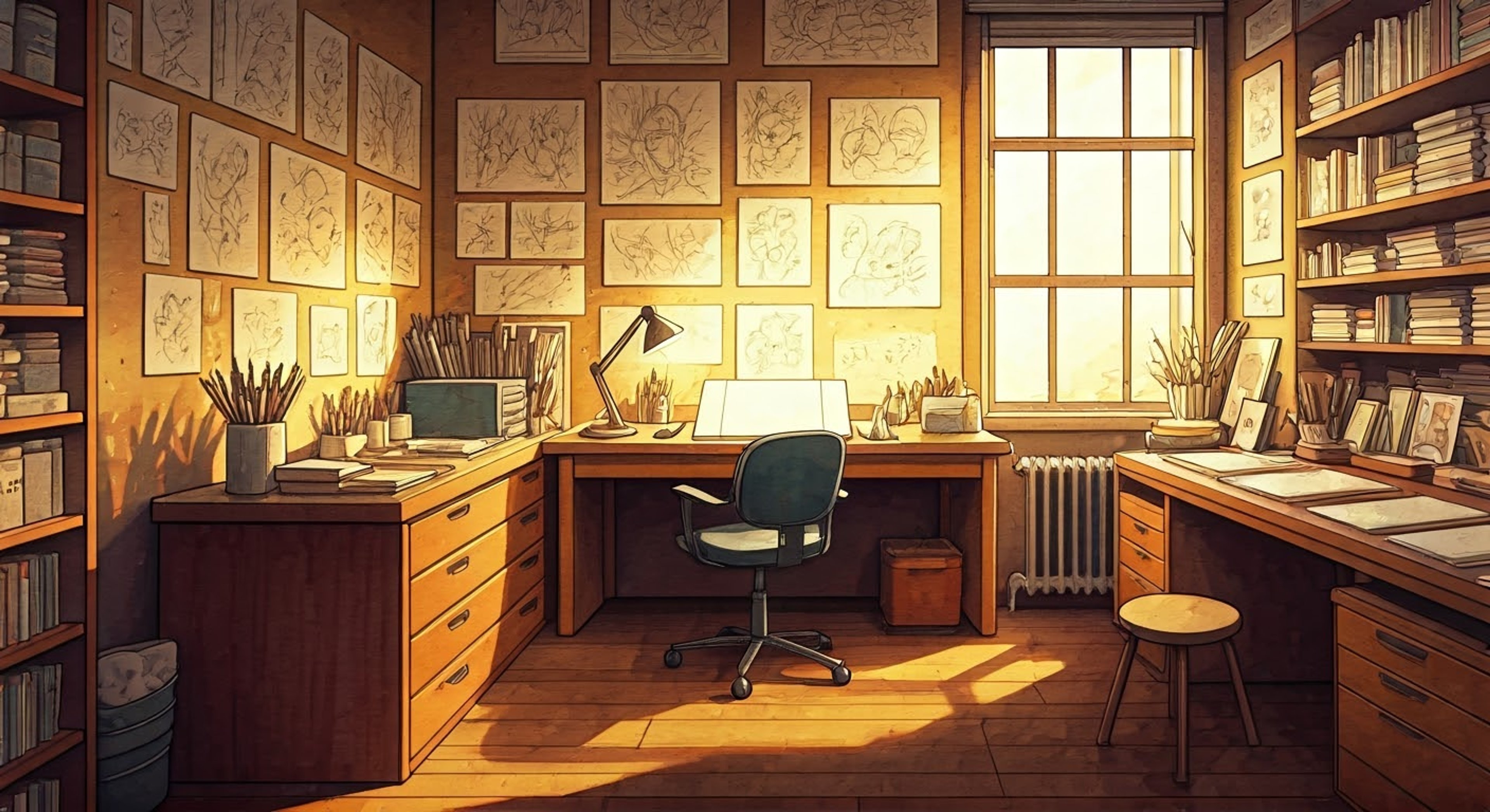 You find yourself in the meticulously organized studio of celebrated mangaka Rohan Kishibe, who has taken an intense professional interest in documenting your life story. Using his Stand ability Heaven's Door, he can literally read you like a book, absorbing every detail of your experiences while maintaining his characteristic blend of fascination and condescension. The studio walls are covered in incredibly detailed sketches and storyboards, suggesting this meeting was carefully planned.