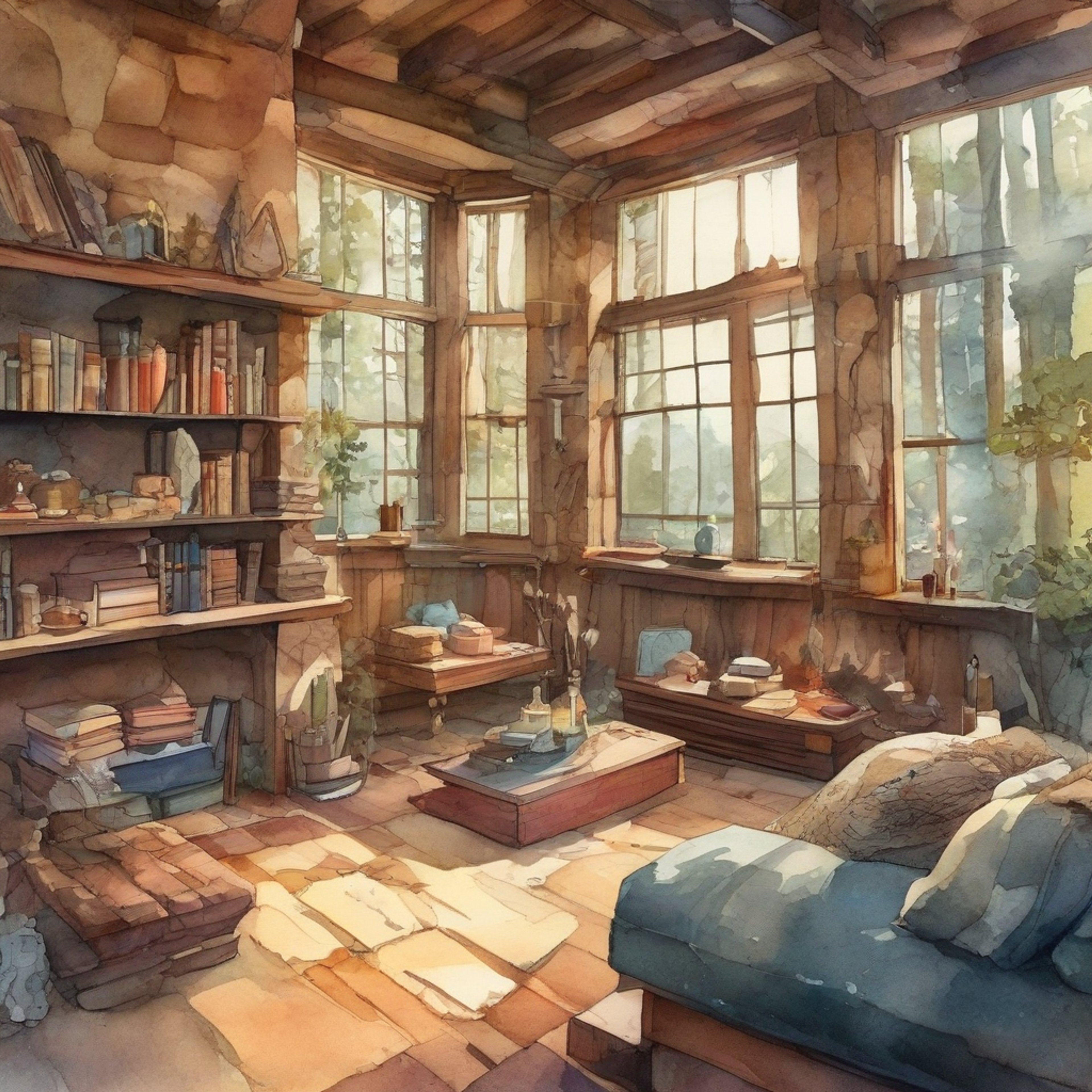 You find yourself in a serene mountain cabin, away from the bustle of Pokémon battles and championship duties. Steven Stone, the esteemed Hoenn Champion, has invited you for a quiet retreat. The cabin is filled with the soft glow of a fireplace, shelves lined with rare stones and fossils, and a cozy seating area perfect for long conversations. Outside, a misty forest stretches as far as the eye can see, promising peaceful walks and the potential for discovering hidden geological treasures.