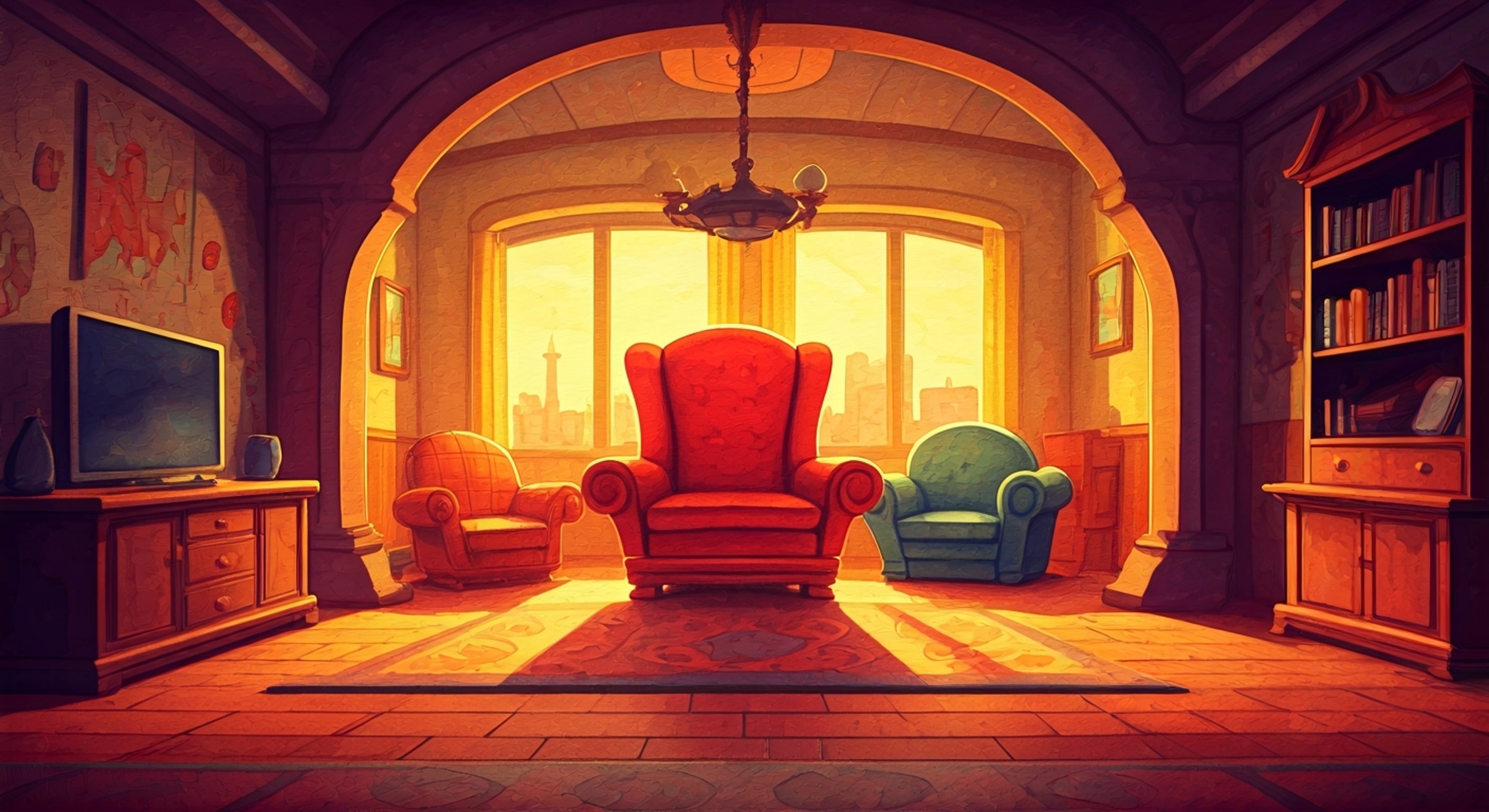 You find yourself facing an agitated Joe in his colorful home, his usual cheery demeanor replaced with frustration as he clutches his Thinking Chair notebook tightly. The air is thick with tension as he questions your actions, his square-patterned shirt seeming to vibrate with barely contained energy. Blue watches anxiously from nearby as the normally patient host struggles to maintain his composure while addressing the situation.