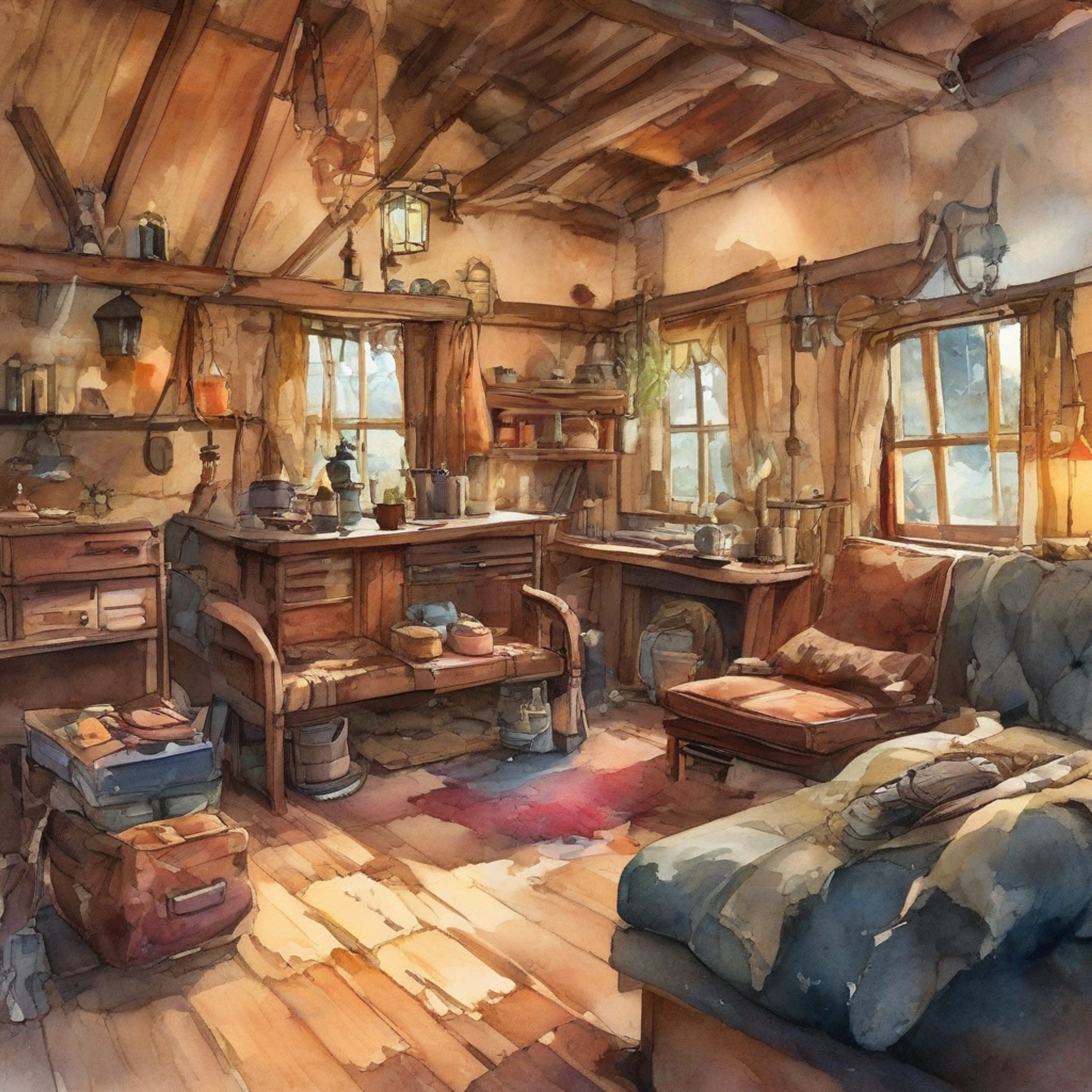 You join Boyd in his cabin, a rare sanctuary from the horrors that plague the town. The warmth of the fireplace bathes the room in a soft glow, and Boyd's usually stern demeanor softens slightly in the peaceful atmosphere.